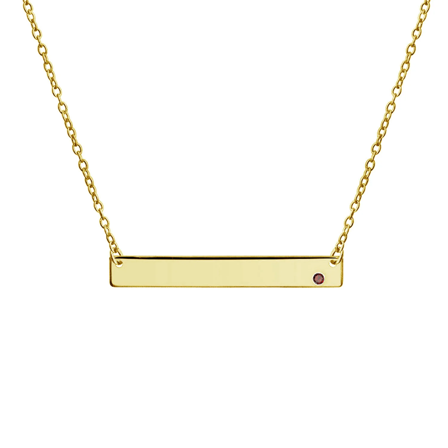 Inspirational Flat Bar Name Pendant Necklace 14K Gold Plated with Birthstone - Image 4