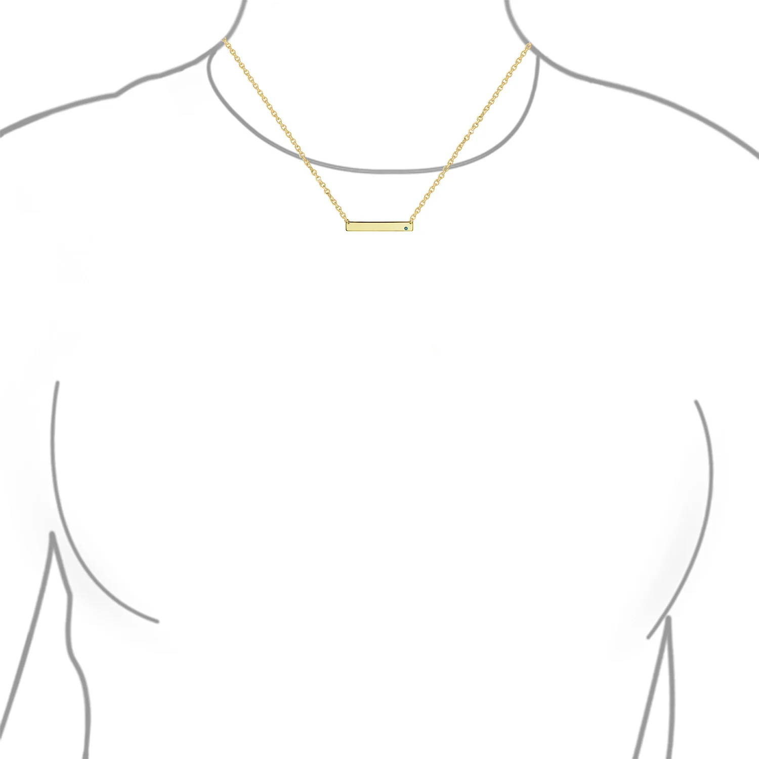 Inspirational Flat Bar Name Pendant Necklace 14K Gold Plated with Birthstone - Image 7