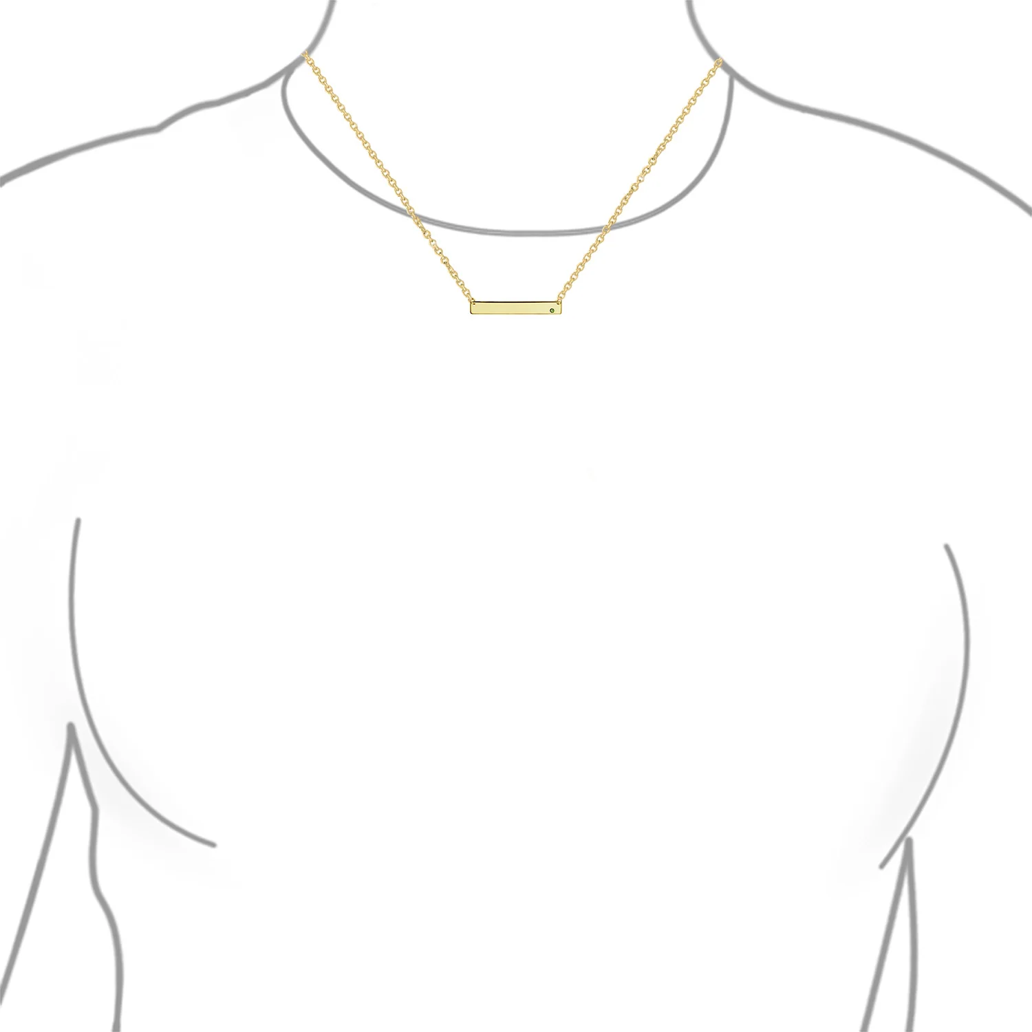 Inspirational Flat Bar Name Pendant Necklace 14K Gold Plated with Birthstone - Image 9