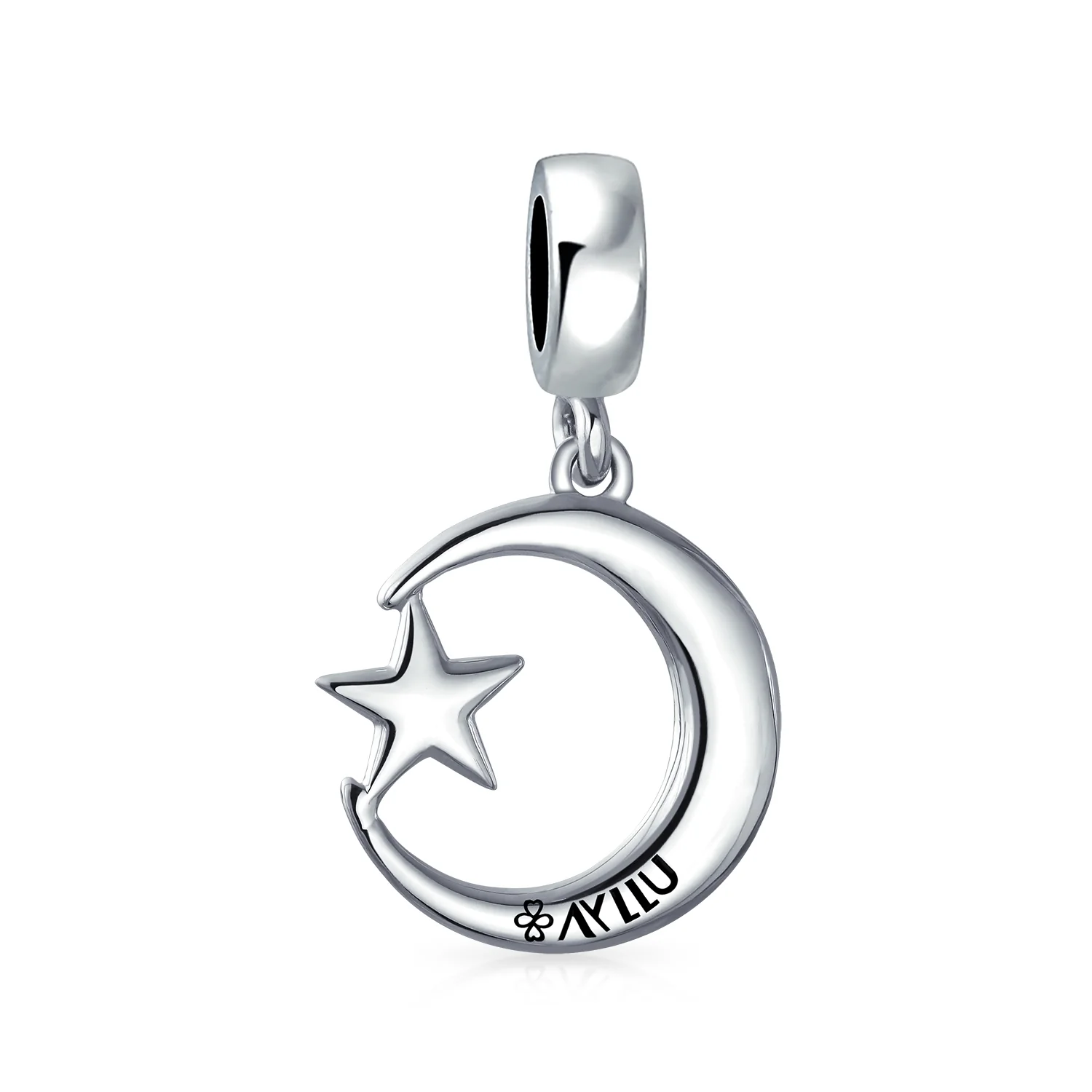 Inspirational Celestial Moon Star Dangle Charm Bead Sterling Silver for Bracelet - Image 2