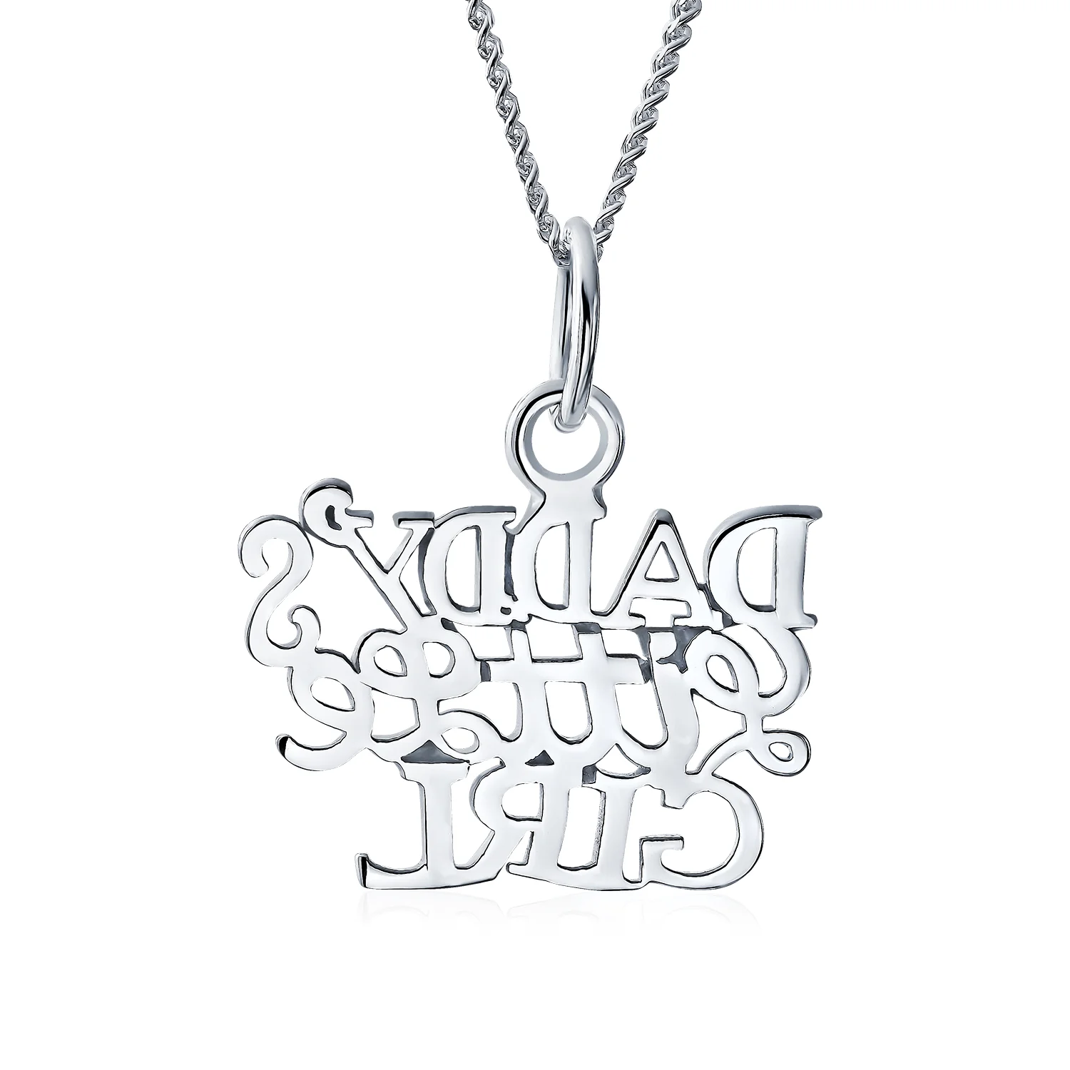 Inspirational Words 'Daddy's Little Girl' Pendant Necklace Sterling Silver - Image 2
