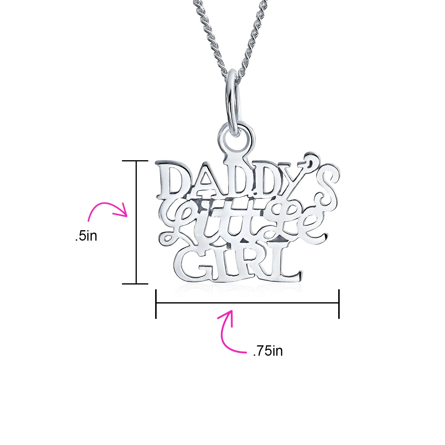 Inspirational Words 'Daddy's Little Girl' Pendant Necklace Sterling Silver - Image 4