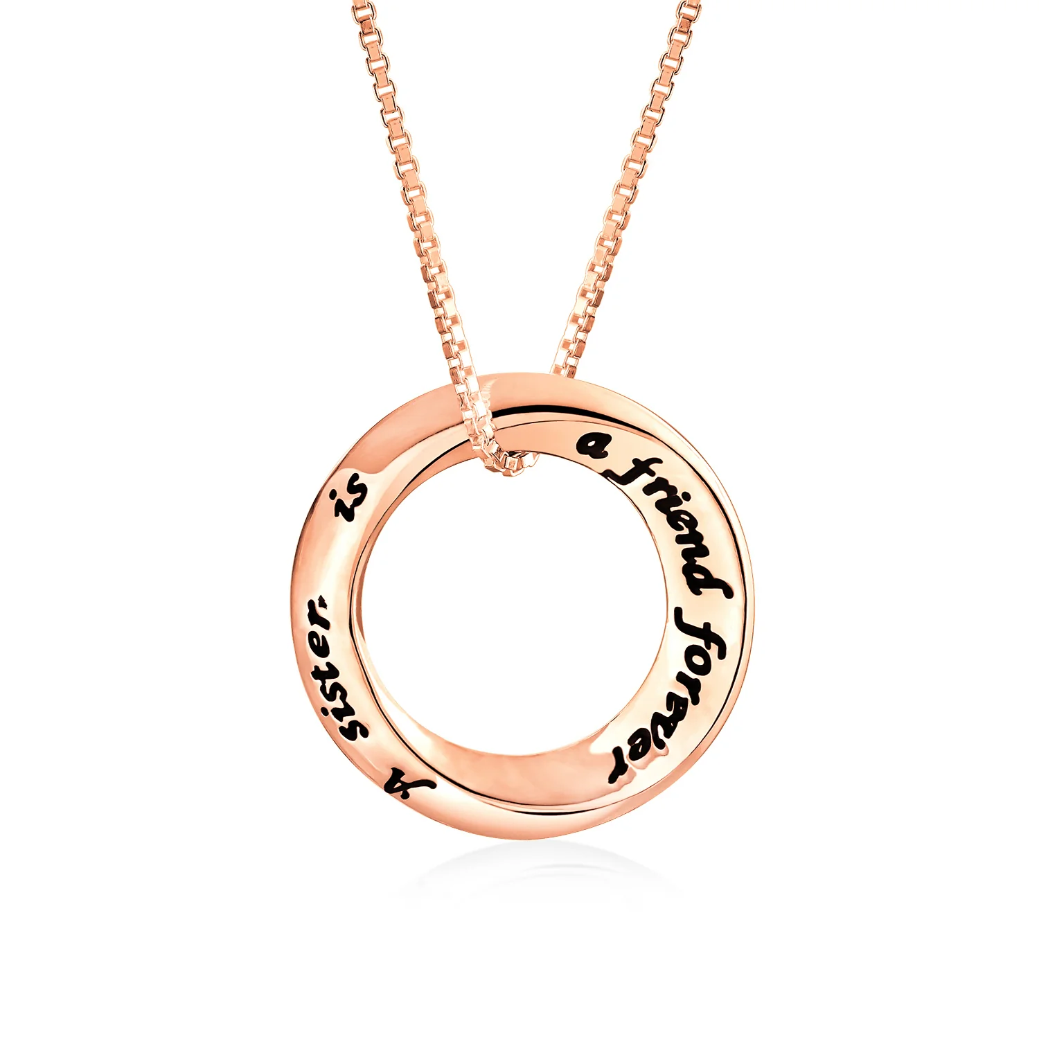 Inspirational Quote Circle Pendant Necklace Rose Gold Plated Sterling Silver - Image 2