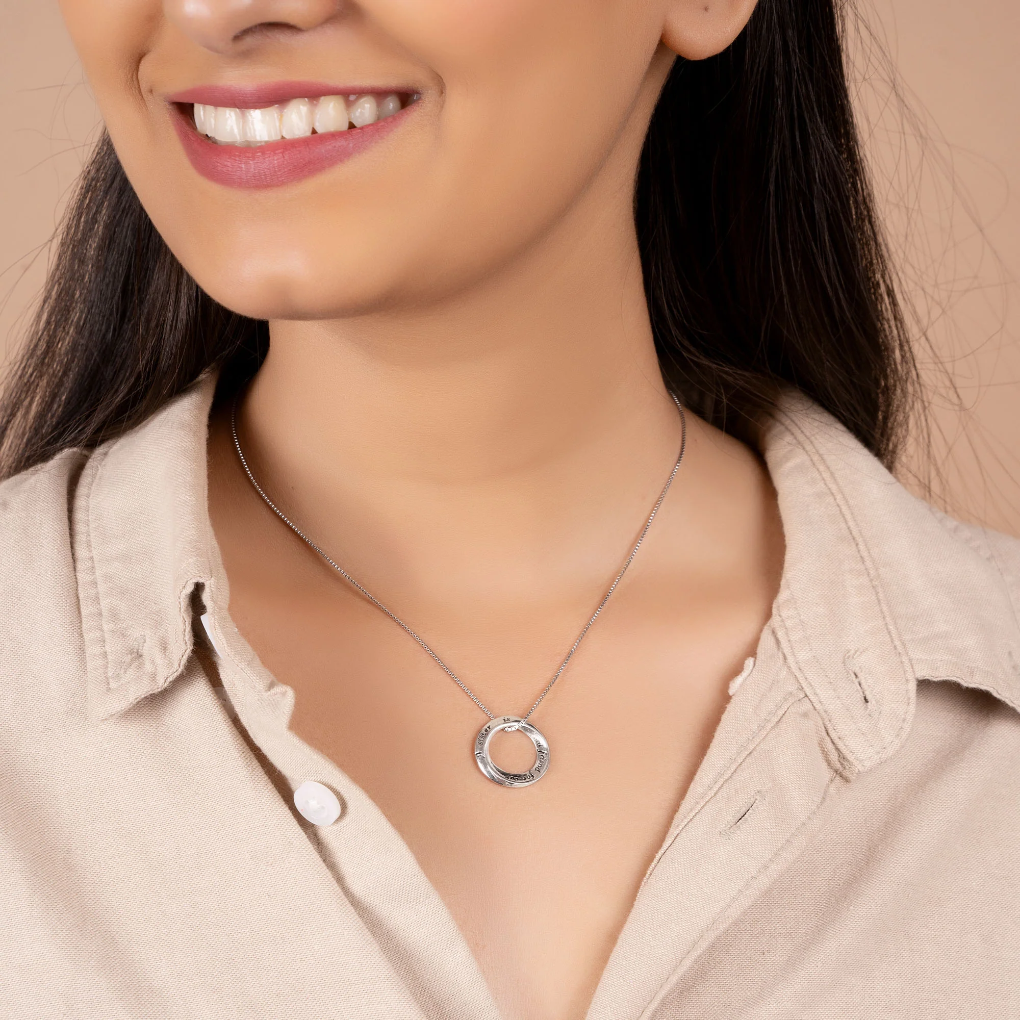 Inspirational Quote Circle Pendant Necklace Rose Gold Plated Sterling Silver - Image 5