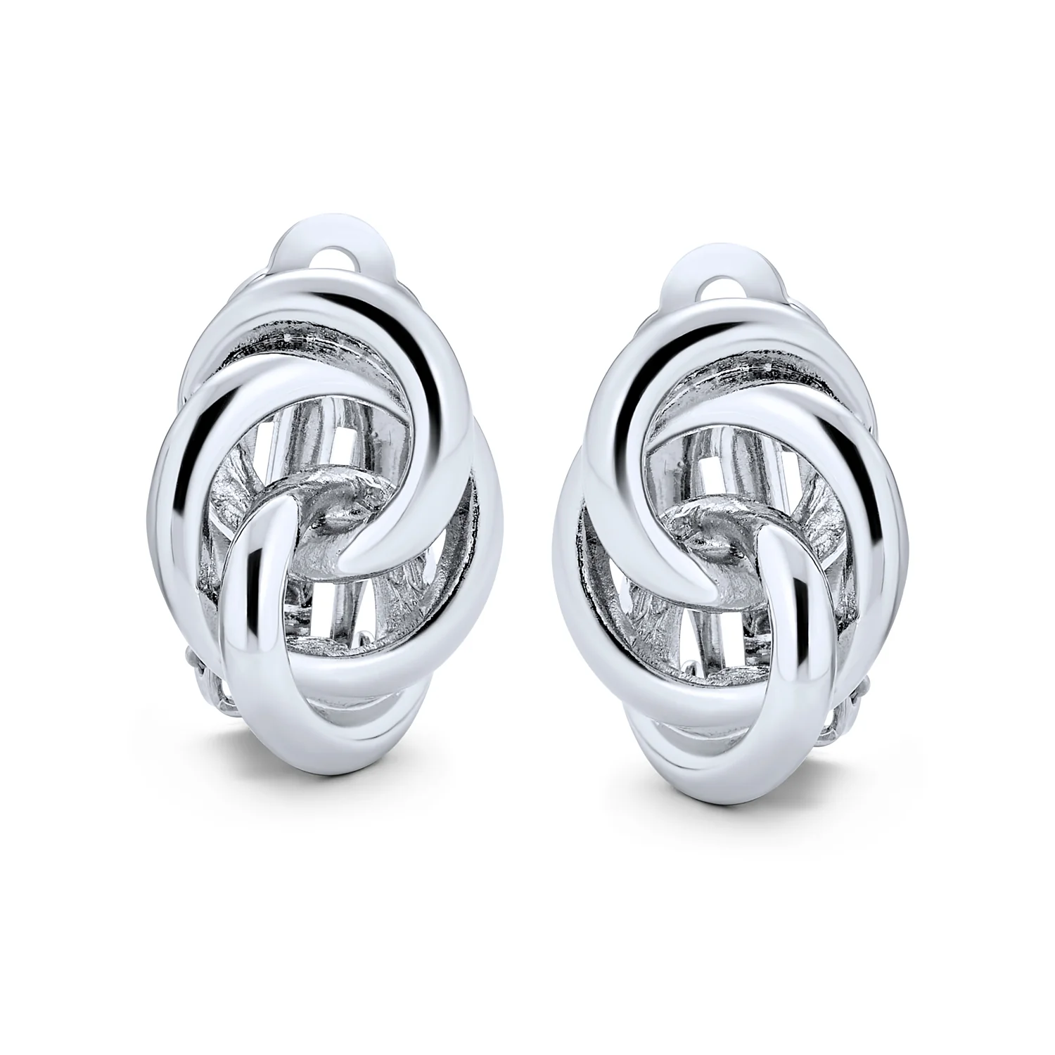 Classic Interlocking Love Knot Clip On Earrings Non Pierced Ears Gold Silver Plated - Image 4