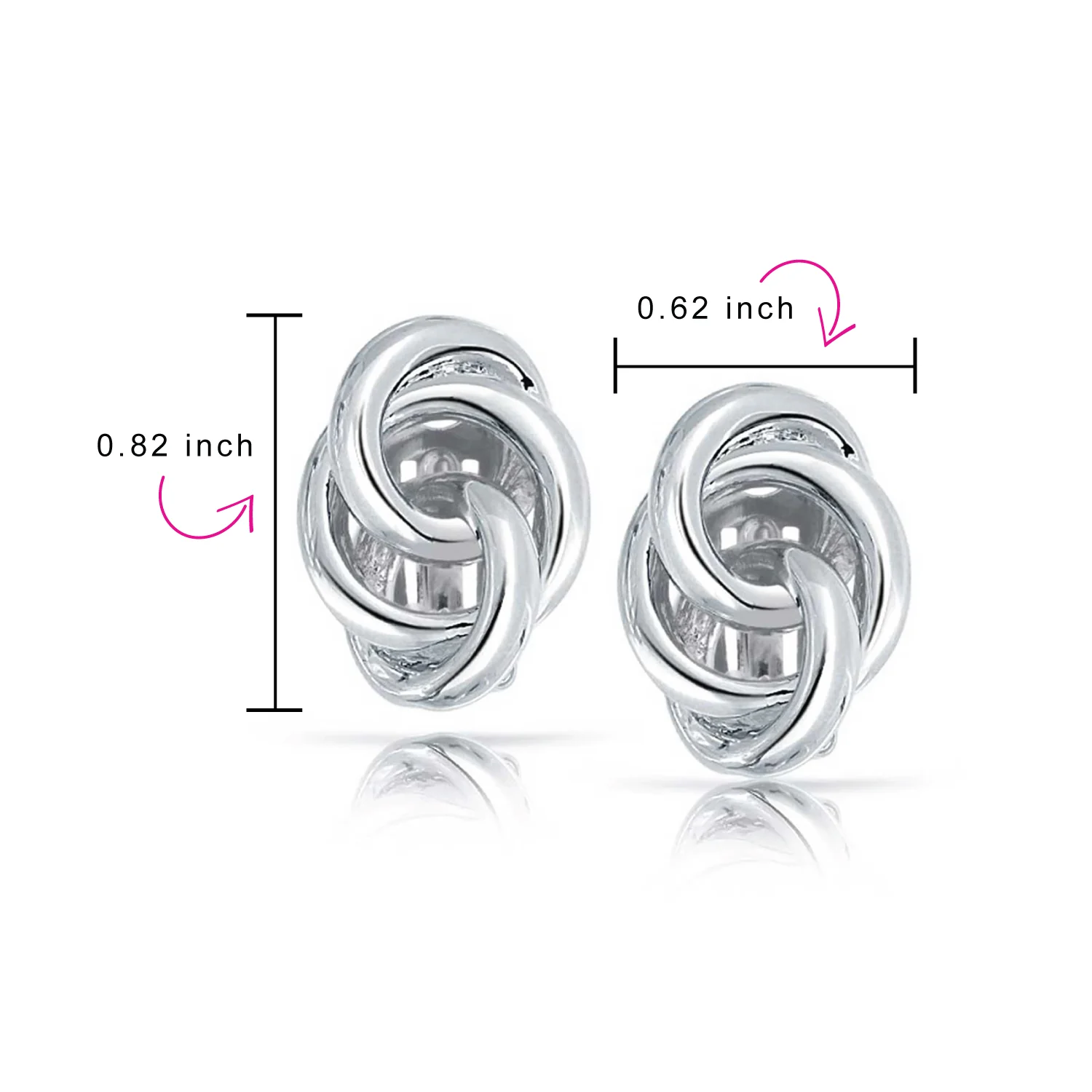 Classic Interlocking Love Knot Clip On Earrings Non Pierced Ears Gold Silver Plated - Image 9