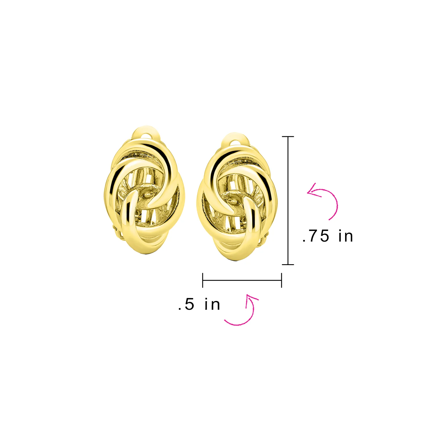 Set of 2 Interlocking Rope Clip-On Earrings Non-Pierced - Image 4