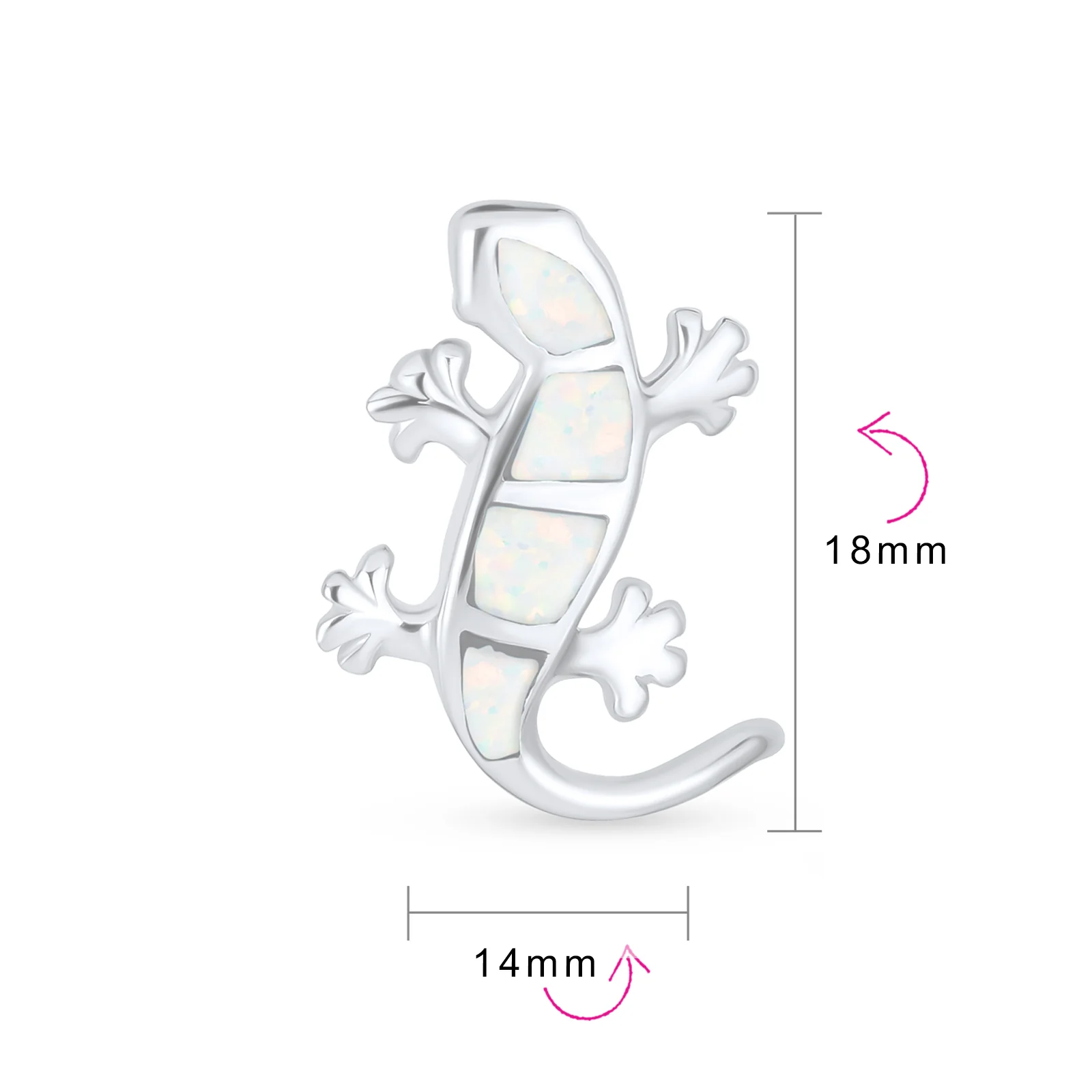 Created Blue Opal Inlay Garden Gecko Lounge Lizard Stud Earrings .925 Sterling Silver - Image 7
