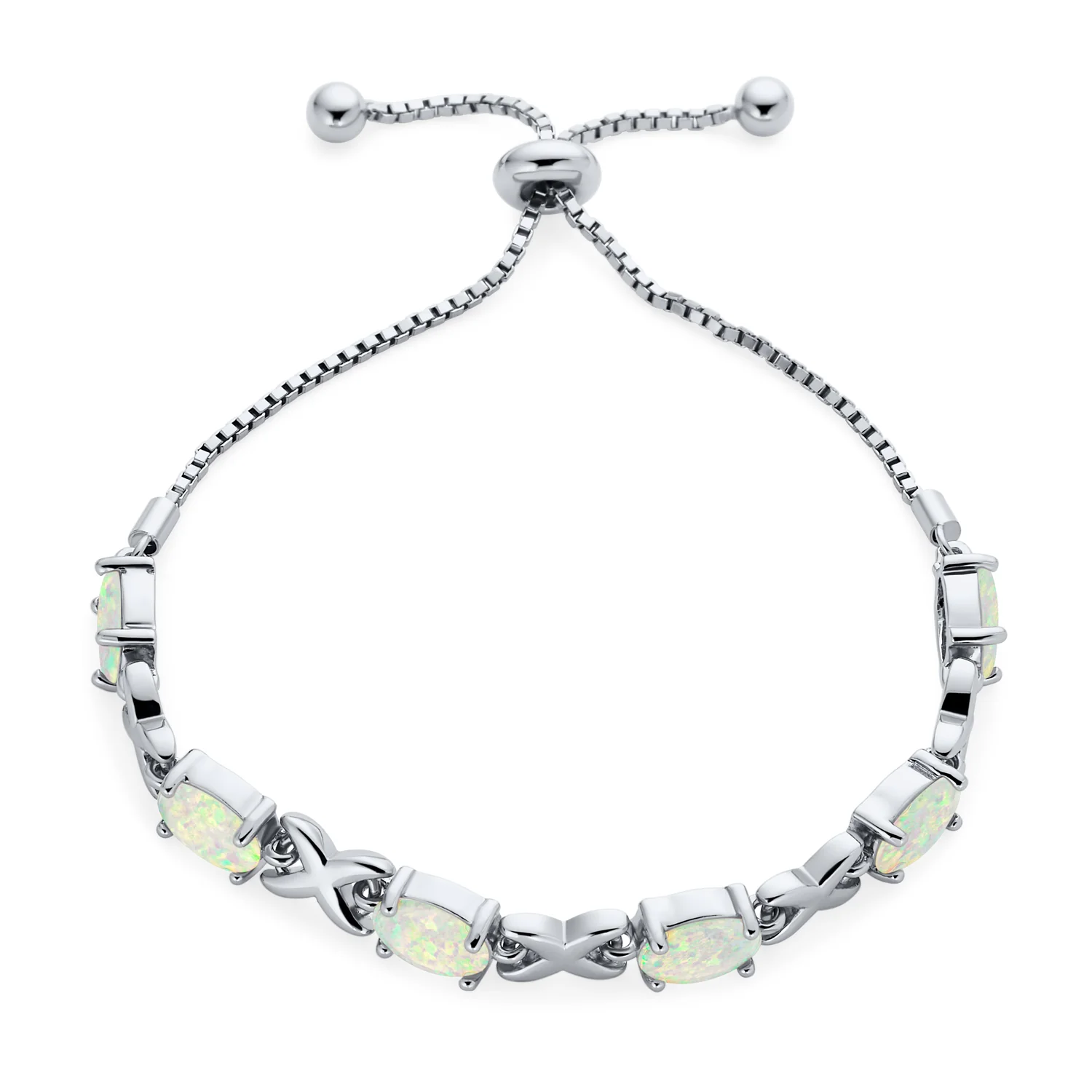 Gemstone Iridescent Opal Tennis Bracelet Rose Gold Sterling Silver 7" Adjustable - Image 3