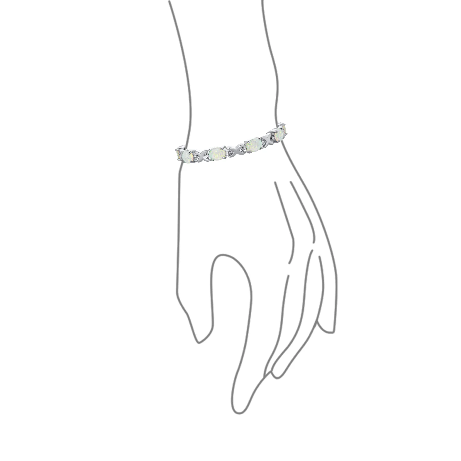 Gemstone Iridescent Opal Tennis Bracelet Rose Gold Sterling Silver 7" Adjustable - Image 5