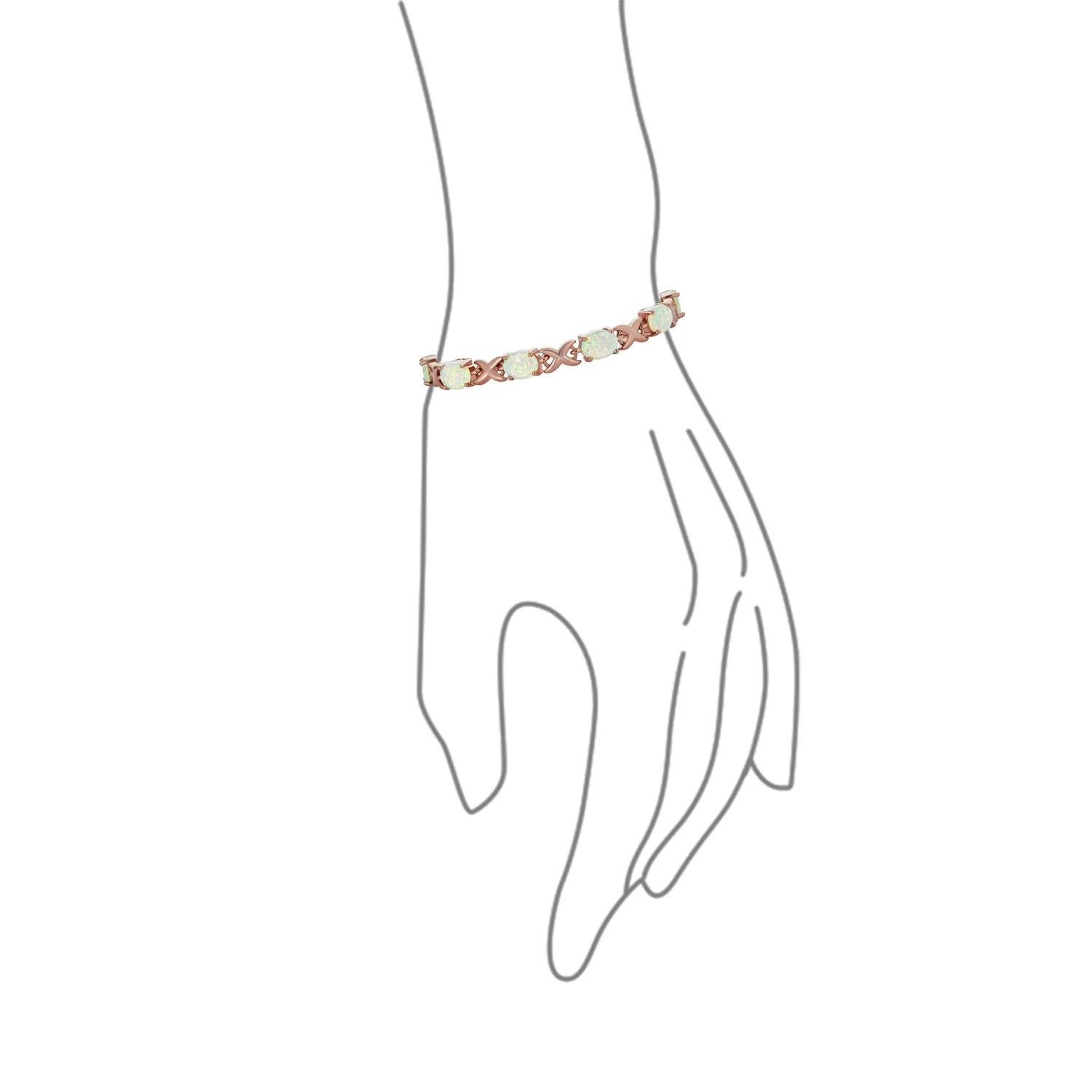 Gemstone Iridescent Opal Tennis Bracelet Rose Gold Sterling Silver 7" Adjustable - Image 9