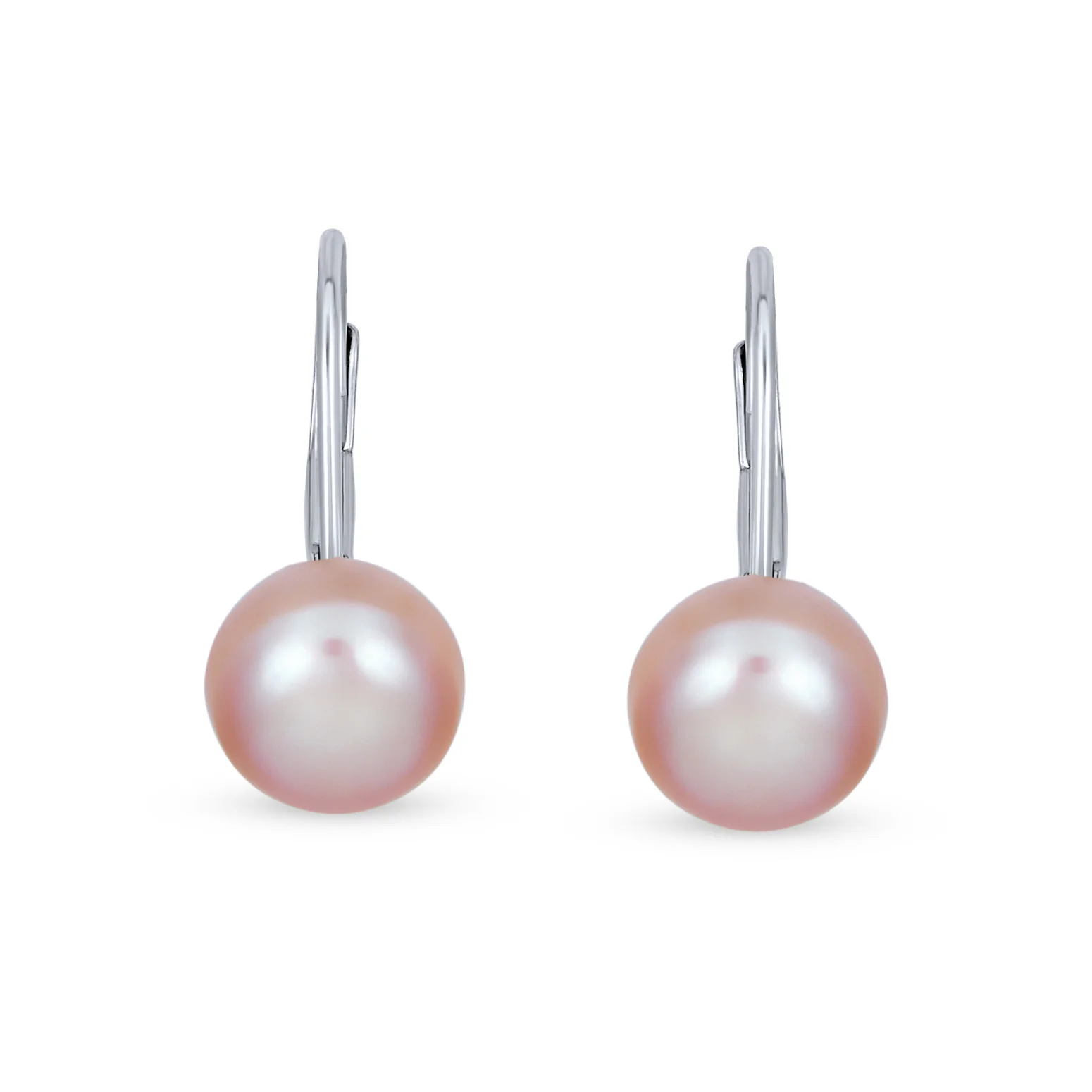 Simple Iridescent Peacock Freshwater Pearl Drop Ball Earrings in Sterling Silver - Image 4