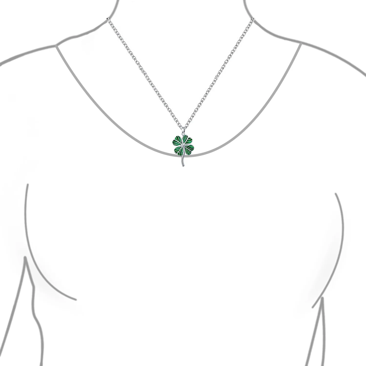 Good Luck Charm Green Clover Earrings Pendant Jewelry Set .925 Sterling Silver - Image 6