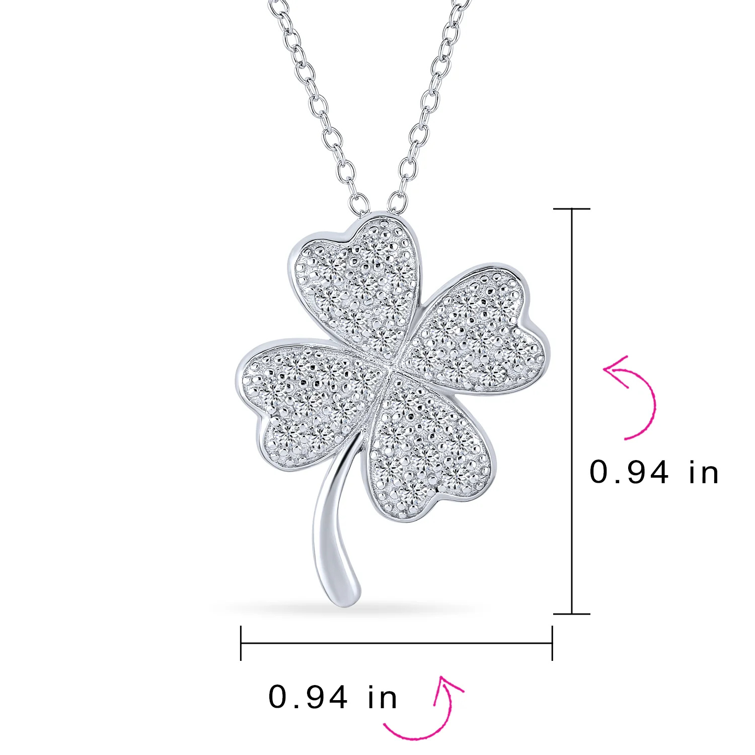 Irish Shamrock Four Leaf Clover Pendant Necklace Sterling Silver with CZ Charm - Image 4