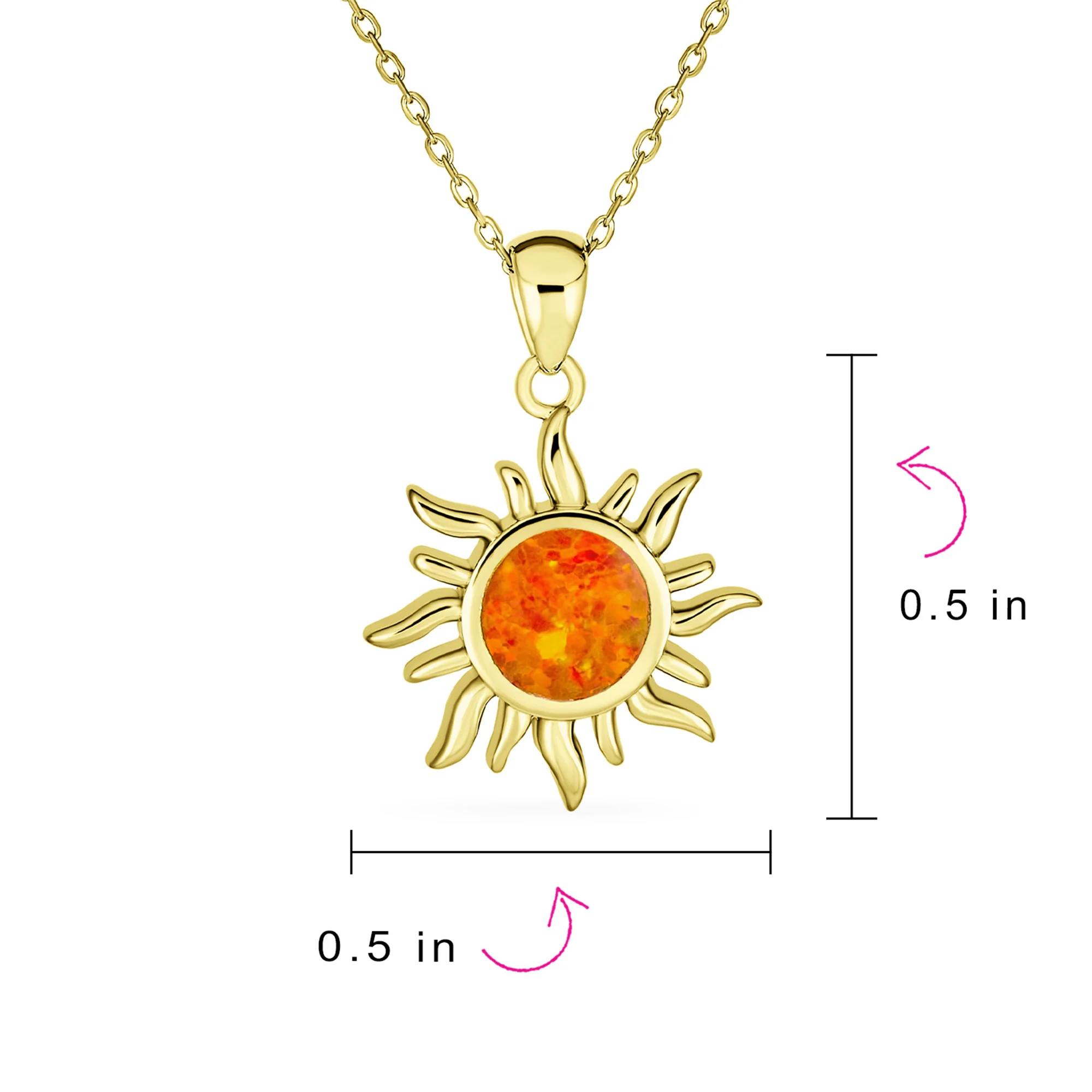 Irradiance Summer Beach Fire Opal Pendant Necklace Gold Plated Sterling Silver - Image 6