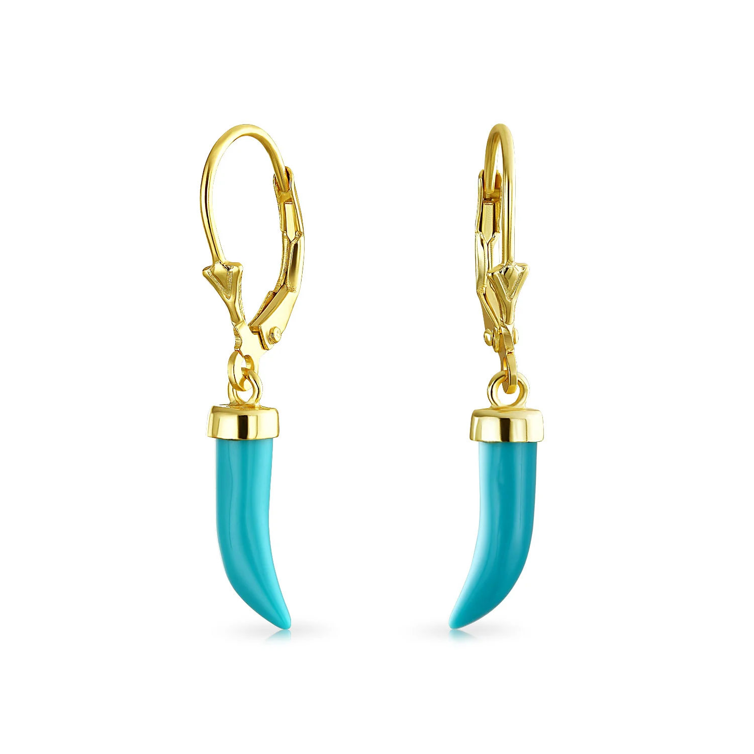 Italian Cornicello Chili Pepper Dangle Gemstone Earrings Gold Plated Silver