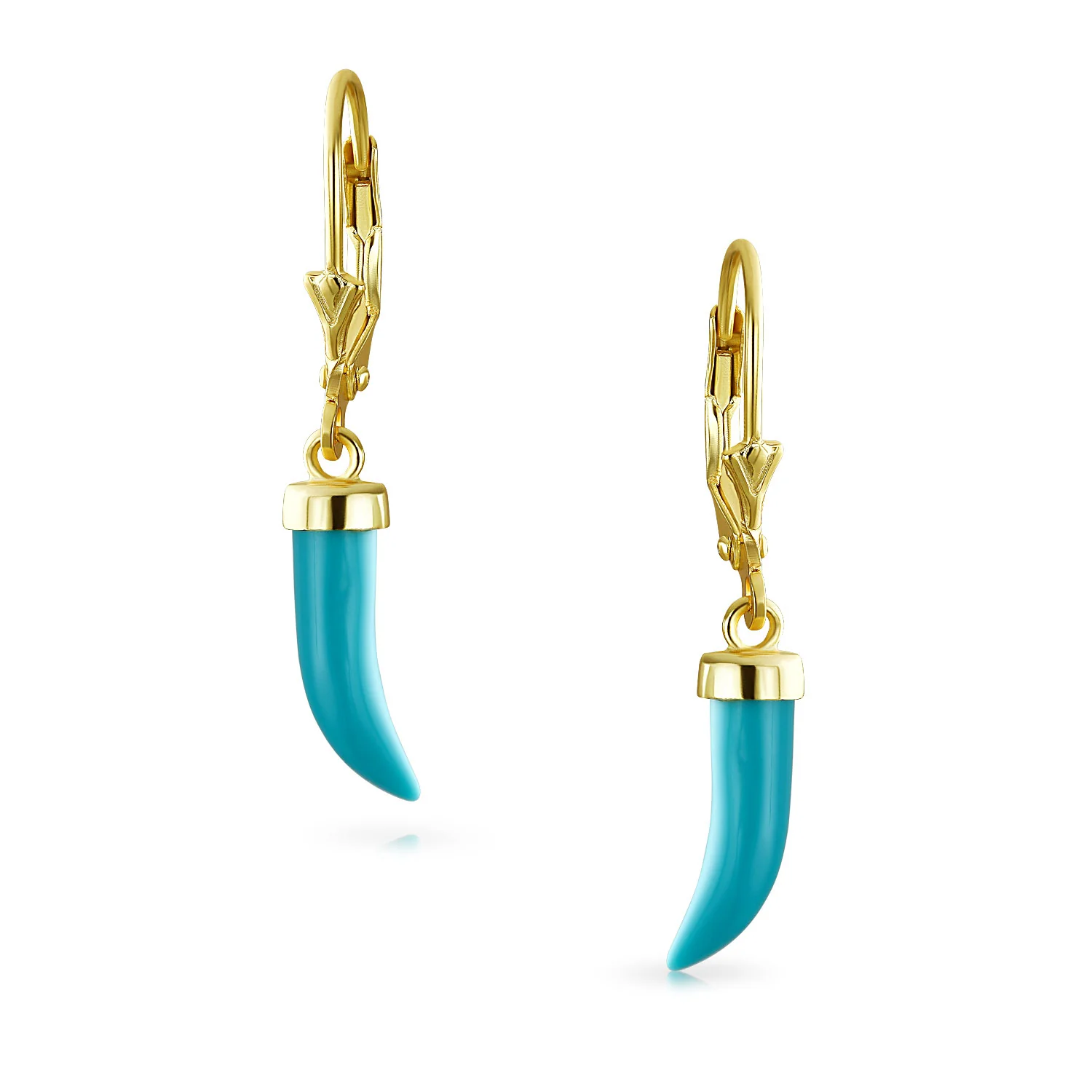 Italian Cornicello Chili Pepper Dangle Gemstone Earrings Gold Plated Silver - Image 2