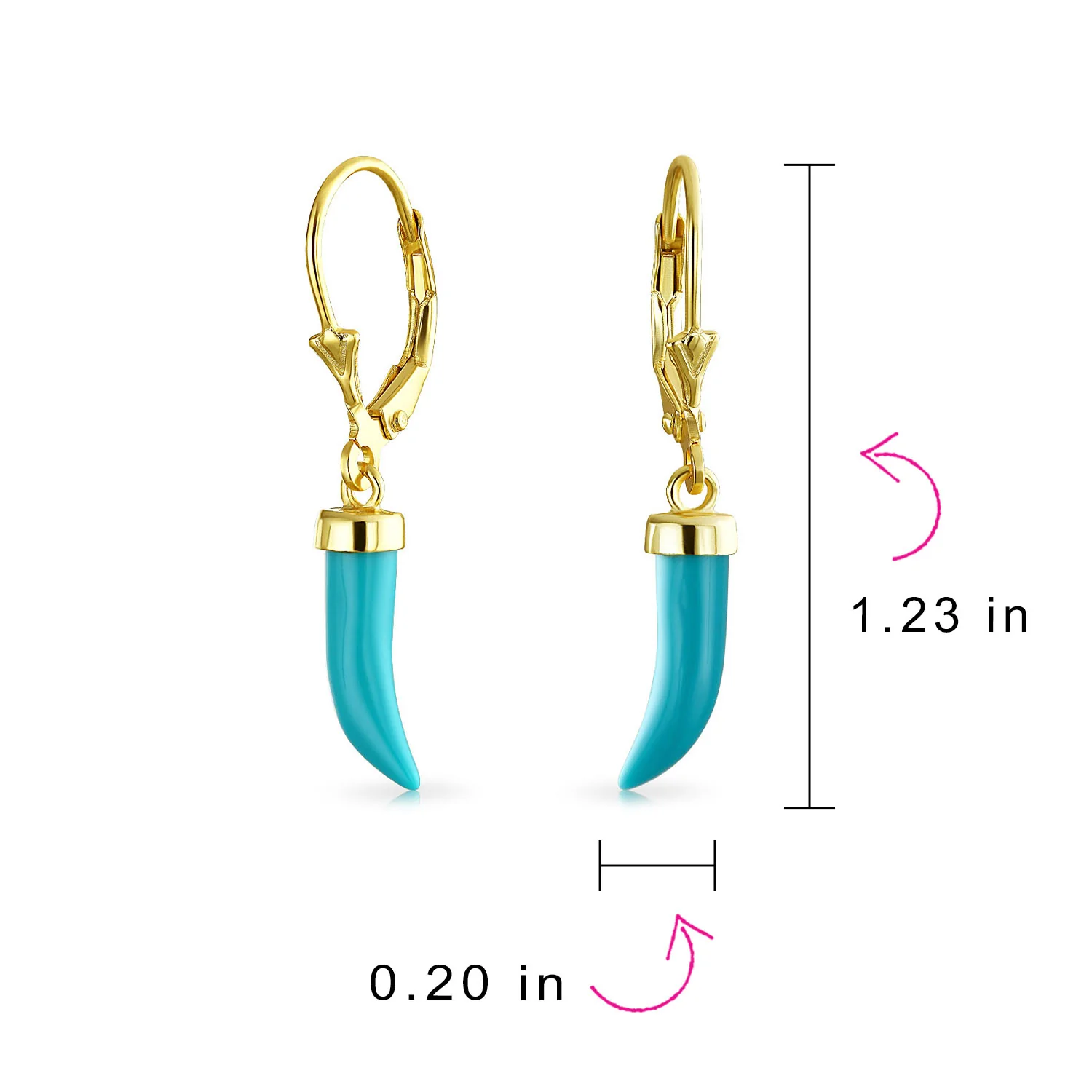 Italian Cornicello Chili Pepper Dangle Gemstone Earrings Gold Plated Silver - Image 4