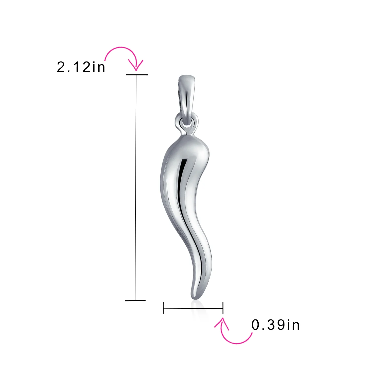 Protection Amulet Italian Horn Pendant Necklace For Women .925 Sterling Silver - Image 3