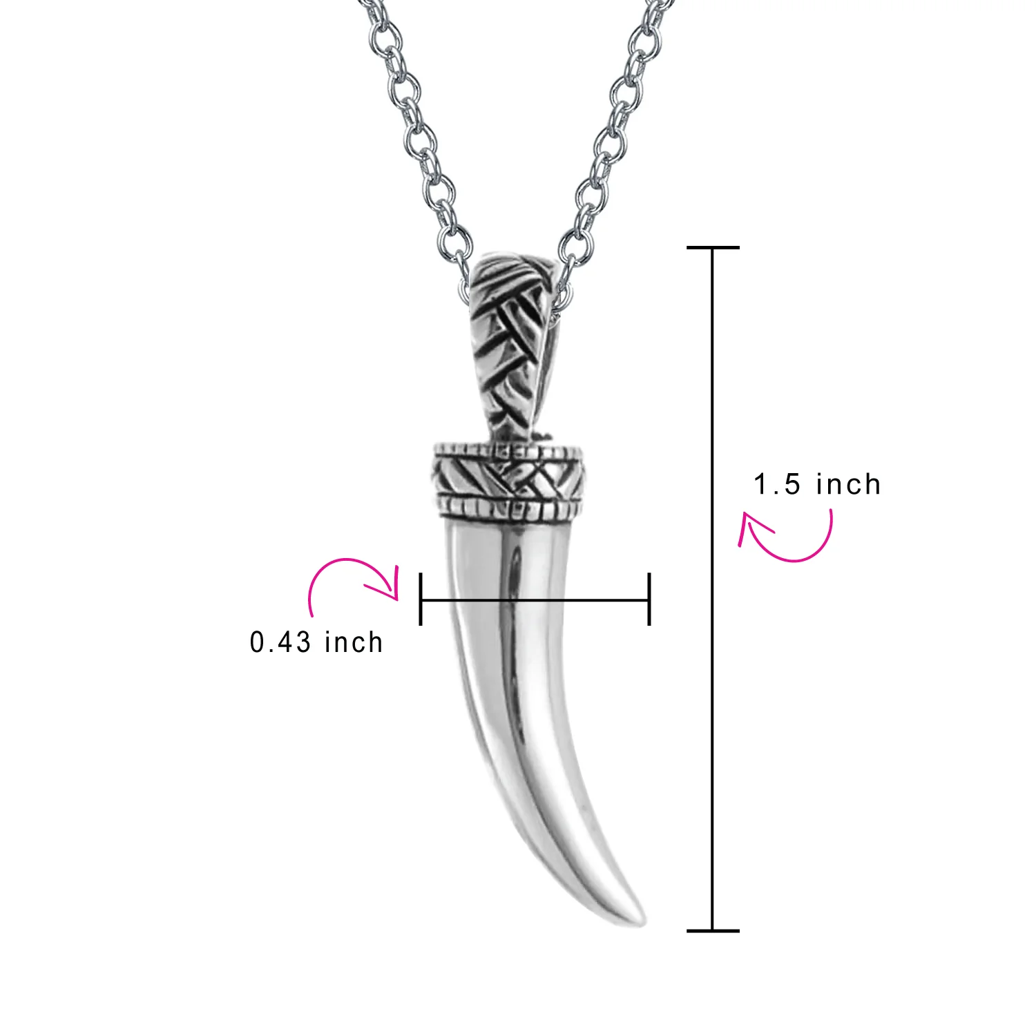Italian Horn Pendant Necklace Sterling Silver with Chain Protection Amulet - Image 2
