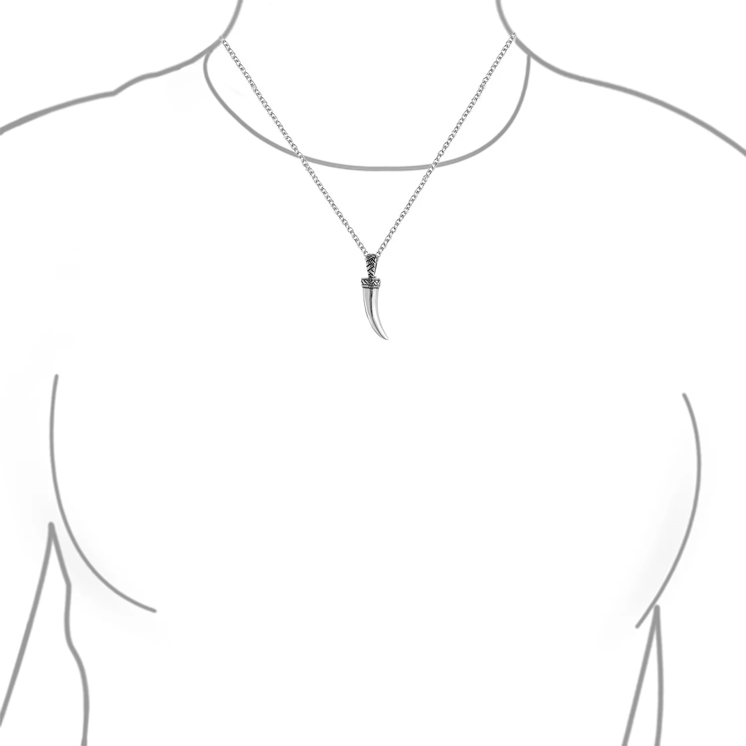 Italian Horn Pendant Necklace Sterling Silver with Chain Protection Amulet - Image 3
