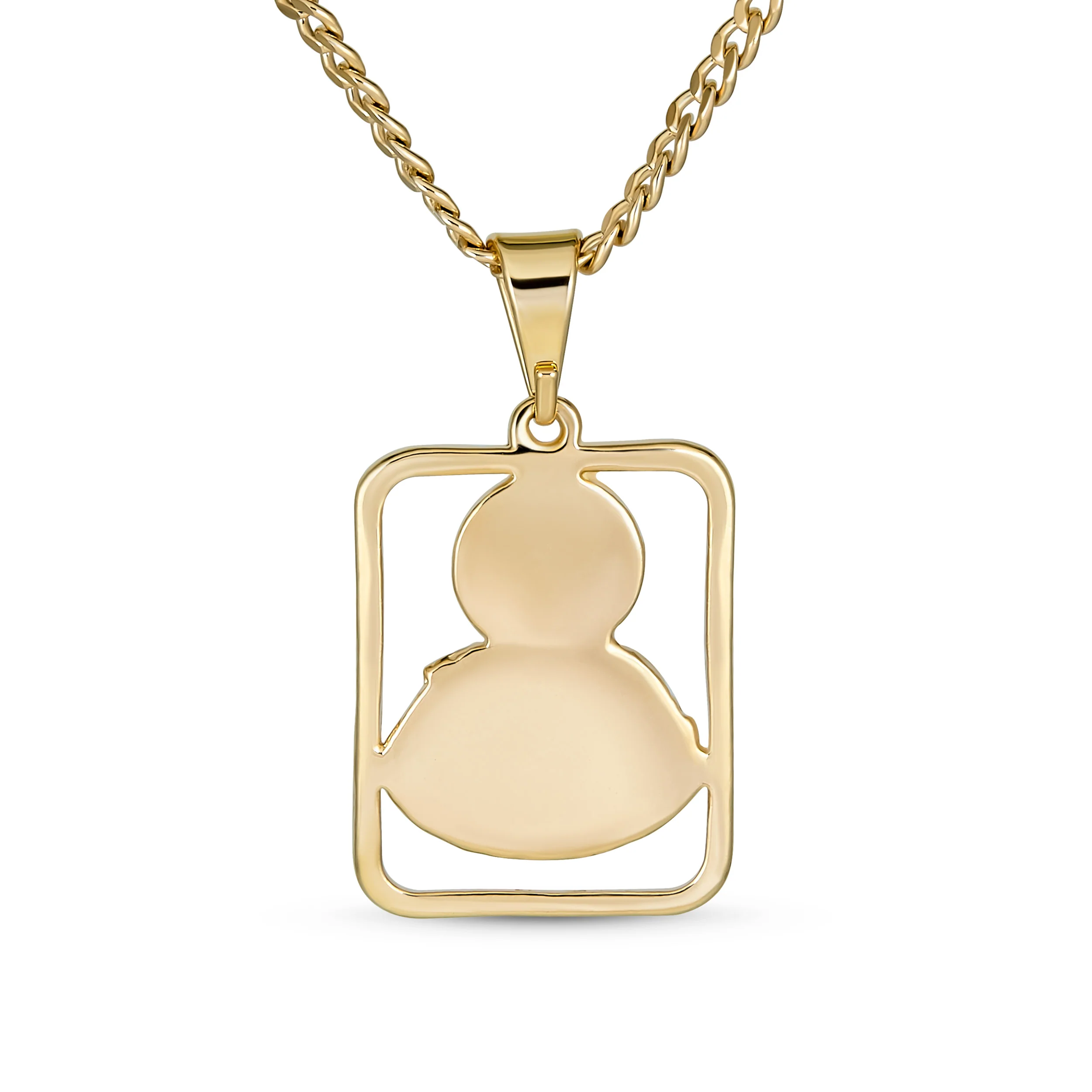 Religious Metal Jesus Christ Head Medallion Necklace Pendant Gold Plated - Image 2