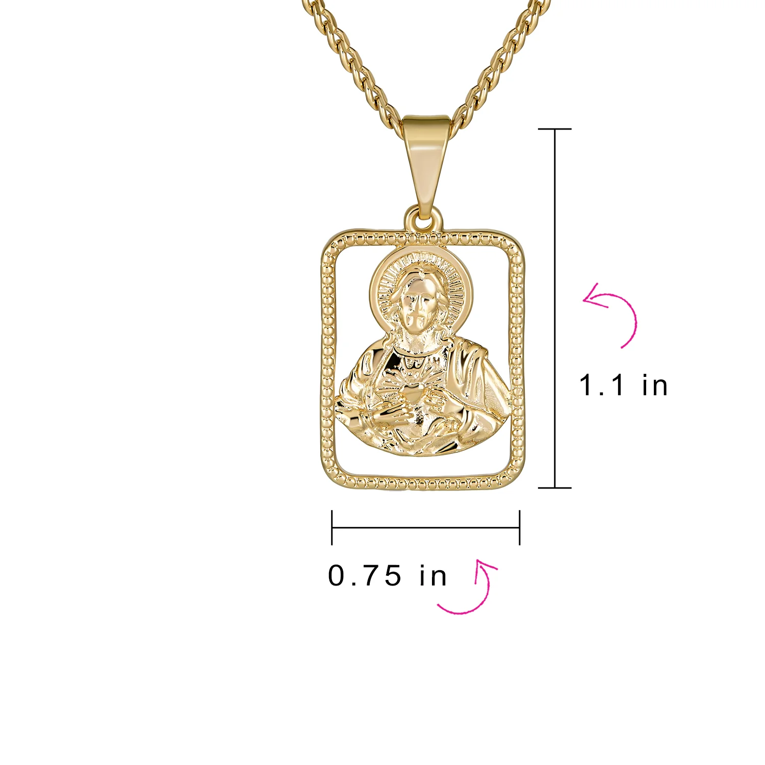 Religious Metal Jesus Christ Head Medallion Necklace Pendant Gold Plated - Image 4