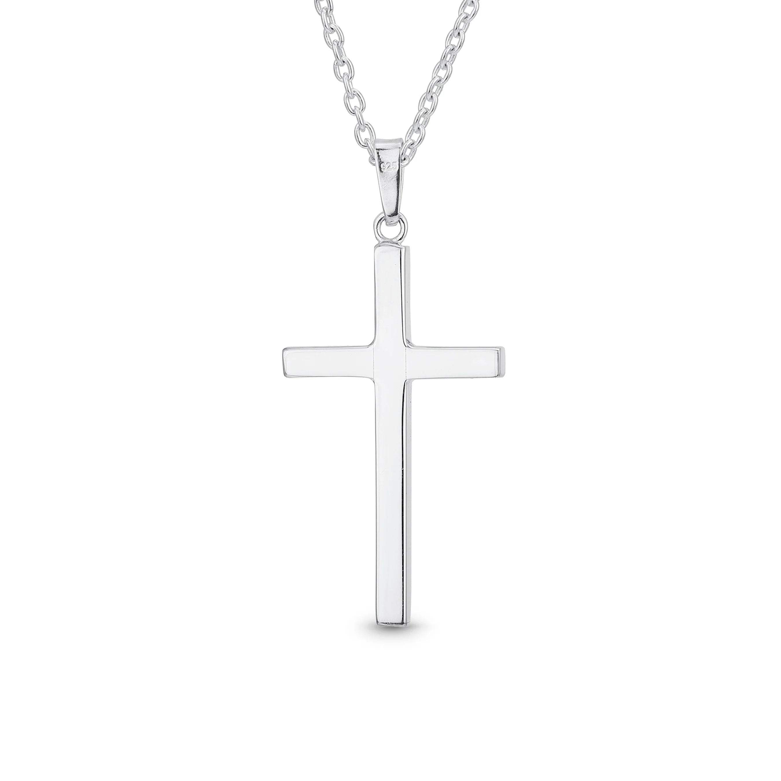 Unisex Sterling Silver Jesus Cross Pendant Necklace - Simple Religious Design - Image 2