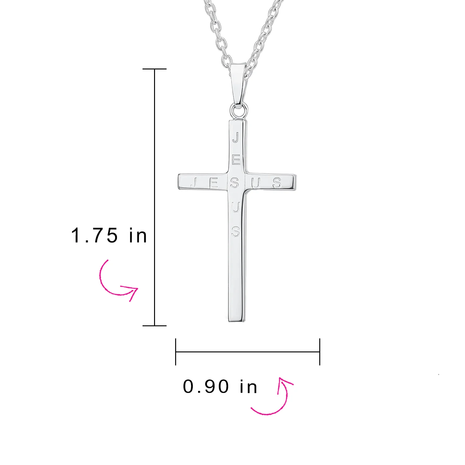 Unisex Sterling Silver Jesus Cross Pendant Necklace - Simple Religious Design - Image 4