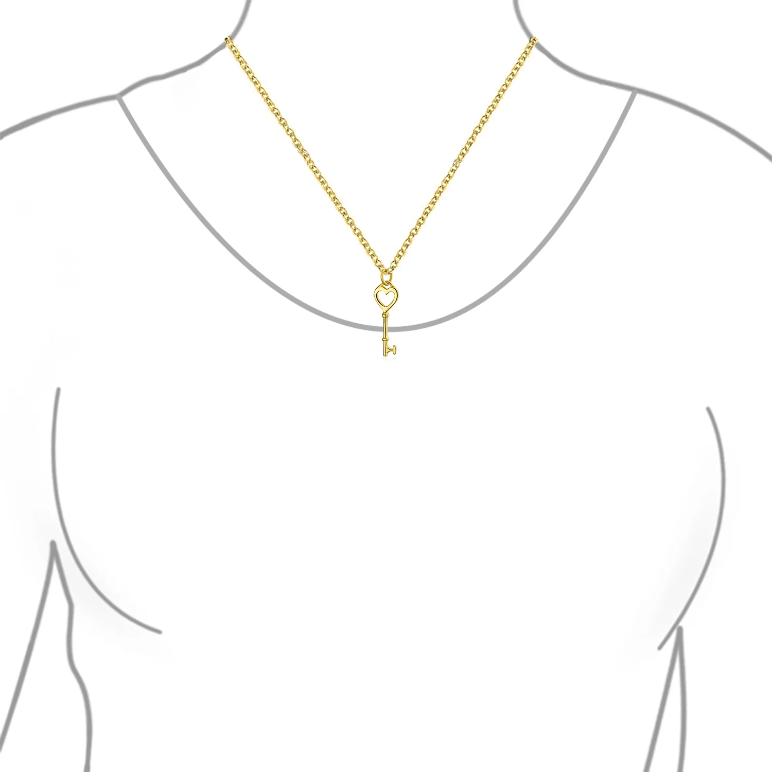 Romantic Key to Her Heart Pendant Necklace Gold Plated .925 Sterling Silver - Image 3