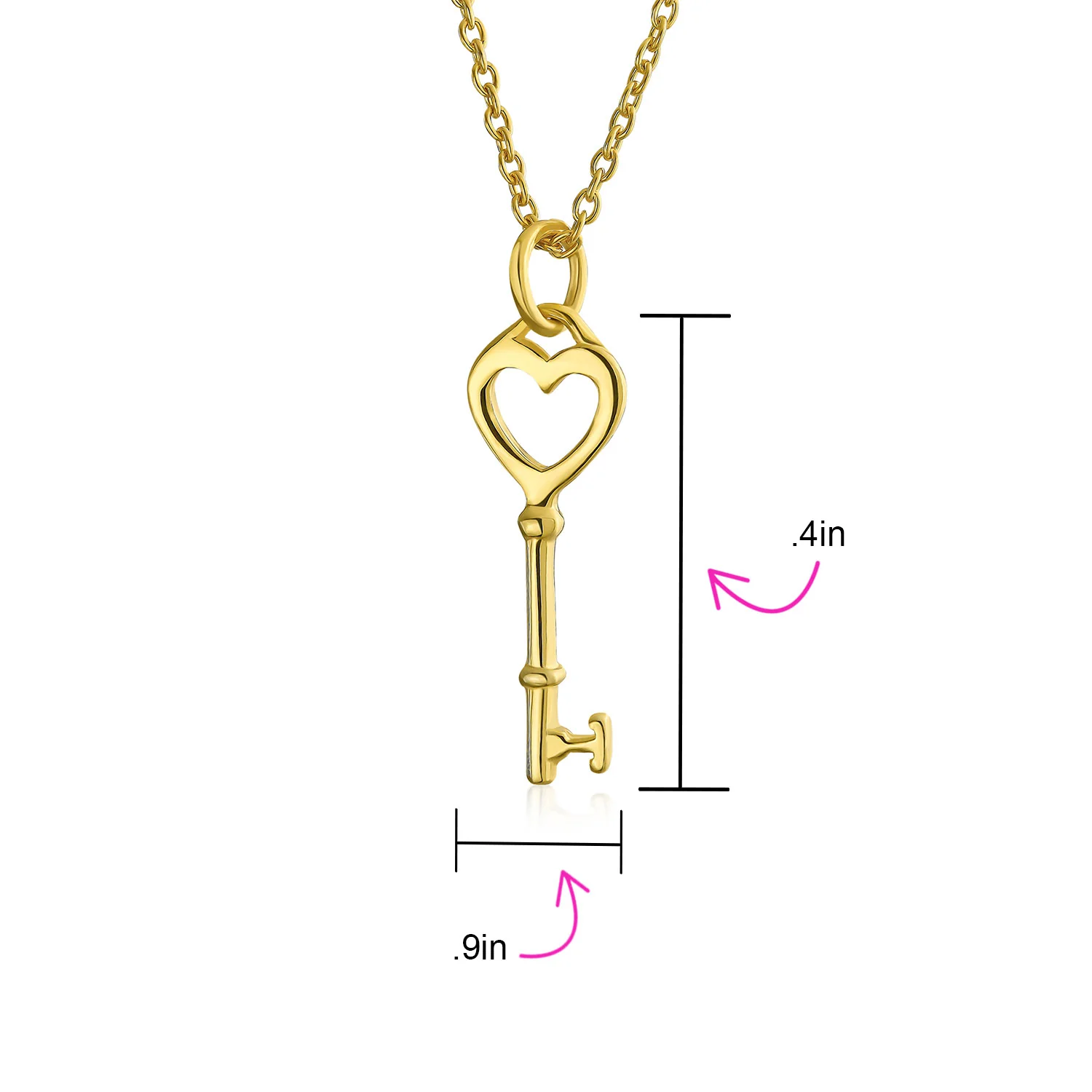Romantic Key to Her Heart Pendant Necklace Gold Plated .925 Sterling Silver - Image 5