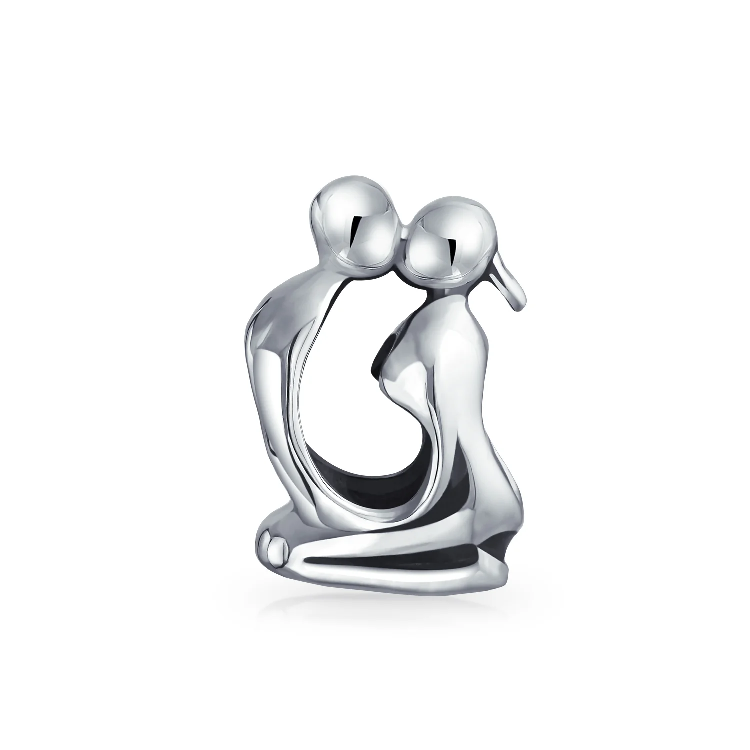 Set of 2 Kissing Lovers & Valentine Heart Knot Charm Bead Sterling Silver Fits European Bracelet - Image 2