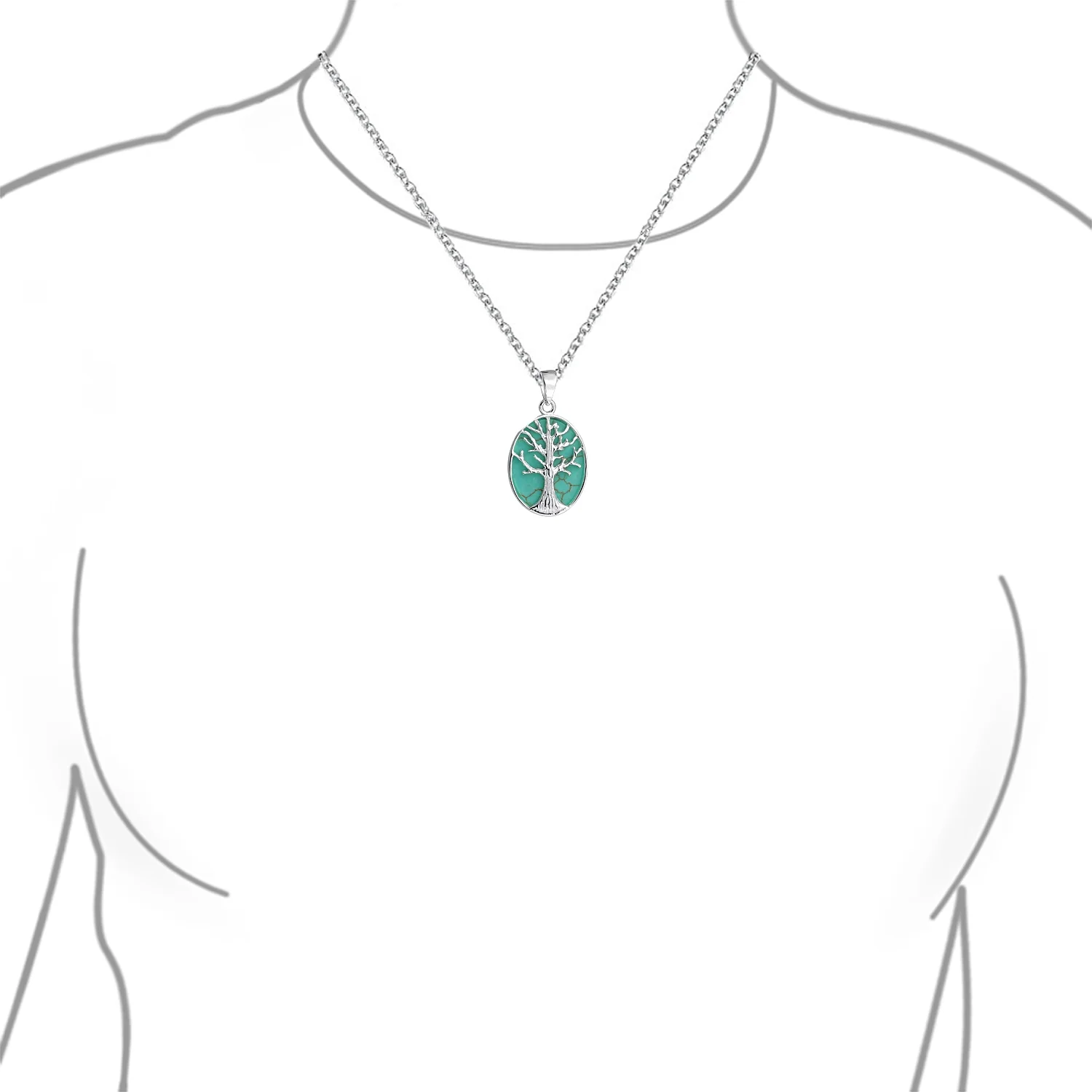 Lapis Turquoise Abalone Tree of Life Pendant Necklace in Sterling Silver - Image 10