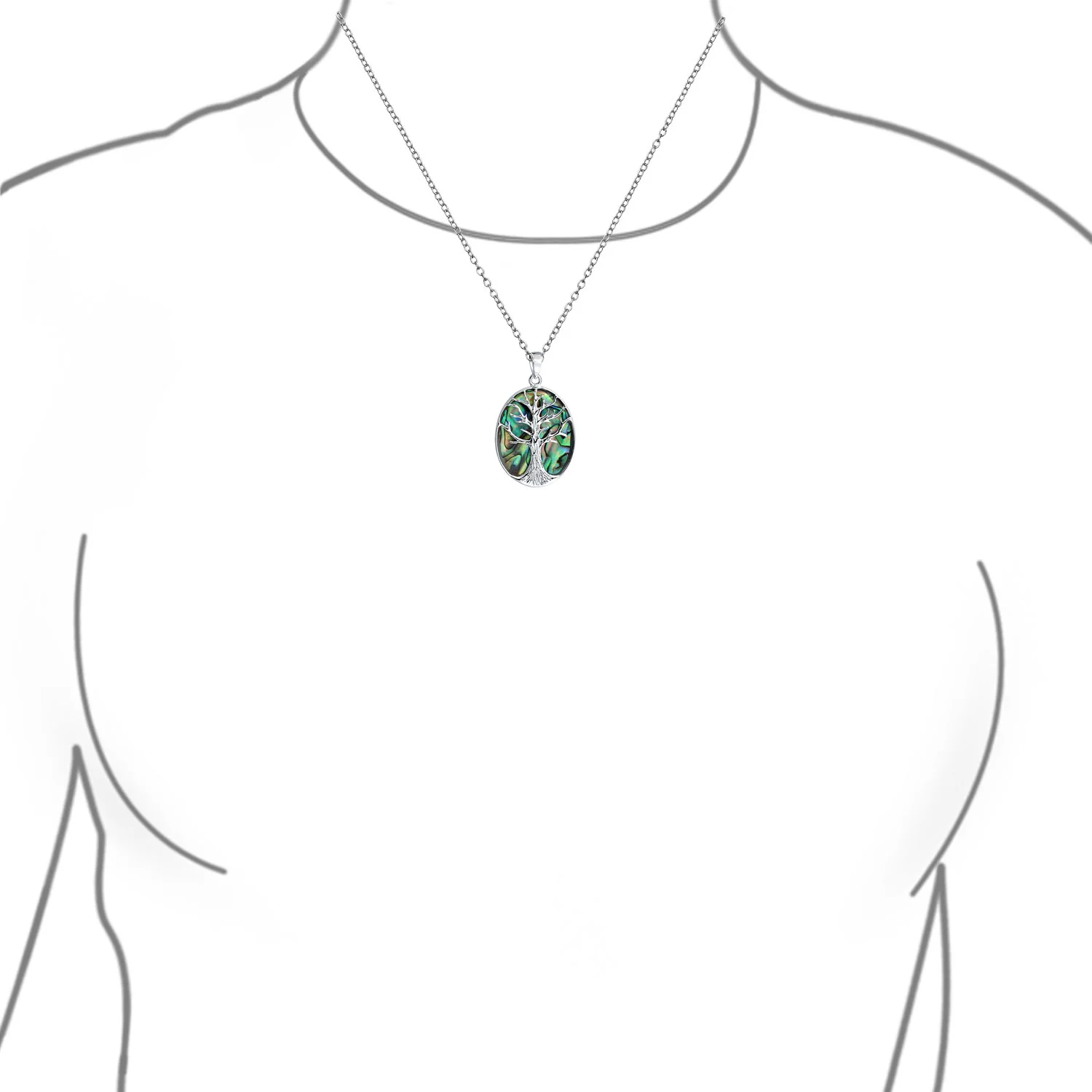 Lapis Turquoise Abalone Tree of Life Pendant Necklace in Sterling Silver - Image 11
