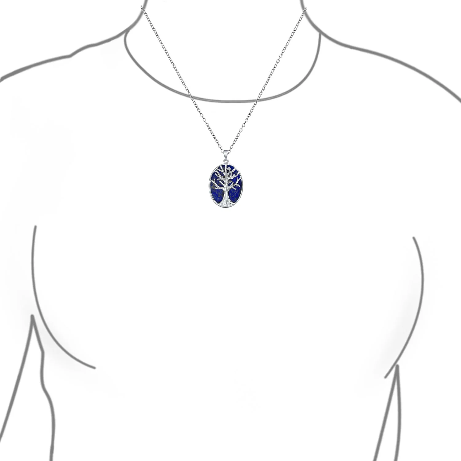 Lapis Turquoise Abalone Tree of Life Pendant Necklace in Sterling Silver - Image 12