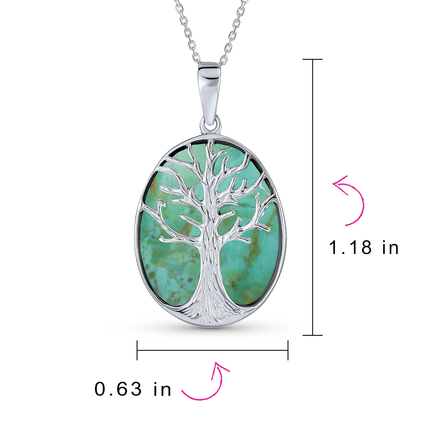 Lapis Turquoise Abalone Tree of Life Pendant Necklace in Sterling Silver - Image 13