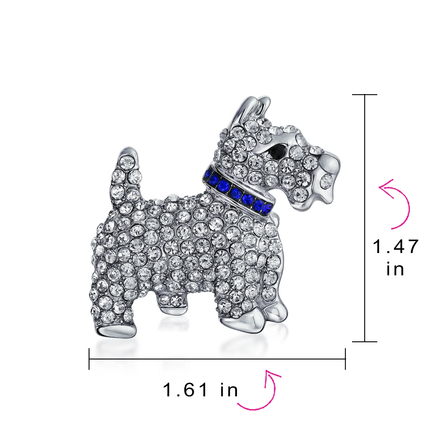 Large Statement Crystal Pet Terrier Dog Brooch Pin Silver Plated - Image 4