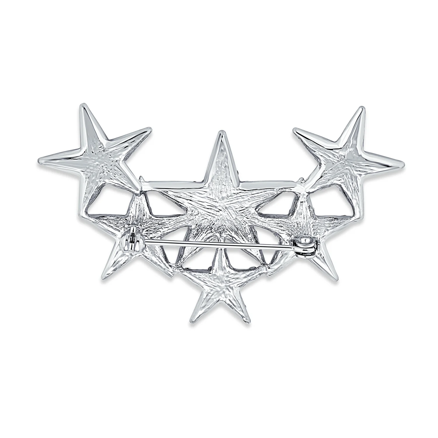Large Statement Celestial Patriotic USA Rock Star Crystal Brooch Pin Gold Plated - Image 3