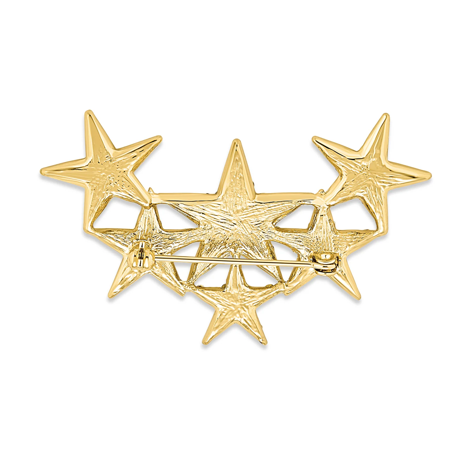 Large Statement Celestial Patriotic USA Rock Star Crystal Brooch Pin Gold Plated - Image 4
