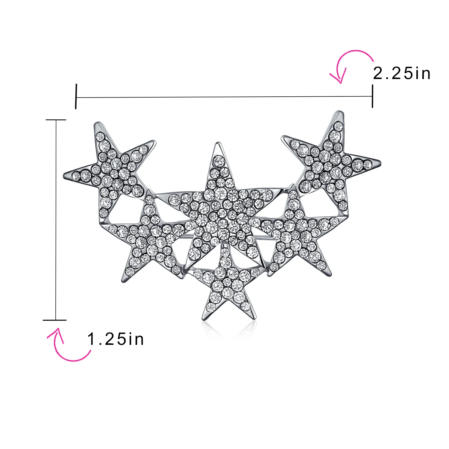 Large Statement Celestial Patriotic USA Rock Star Crystal Brooch Pin Gold Plated - Image 7