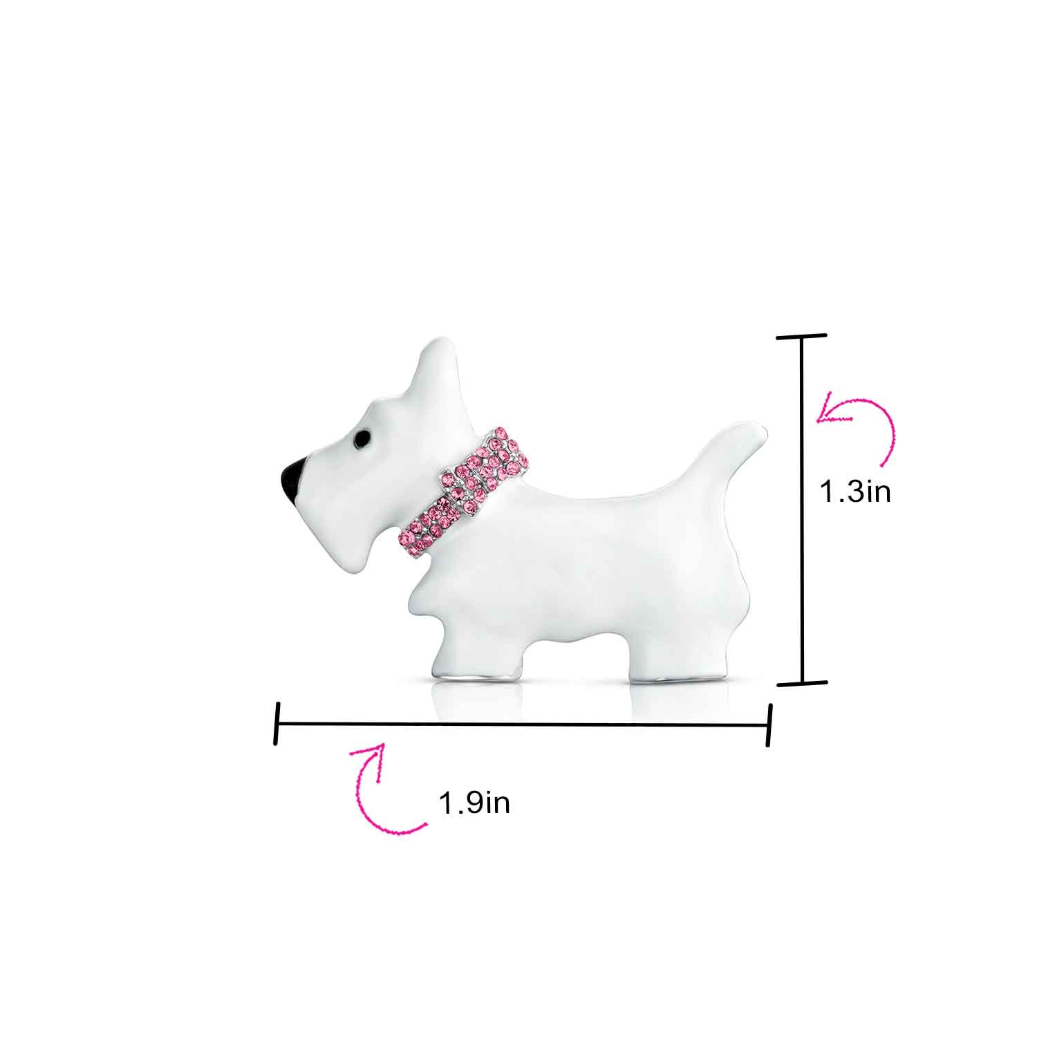 Large Statement Blue or Pink Crystal Dog Brooche Pin Silver Tone 1.3 Inch - Image 12