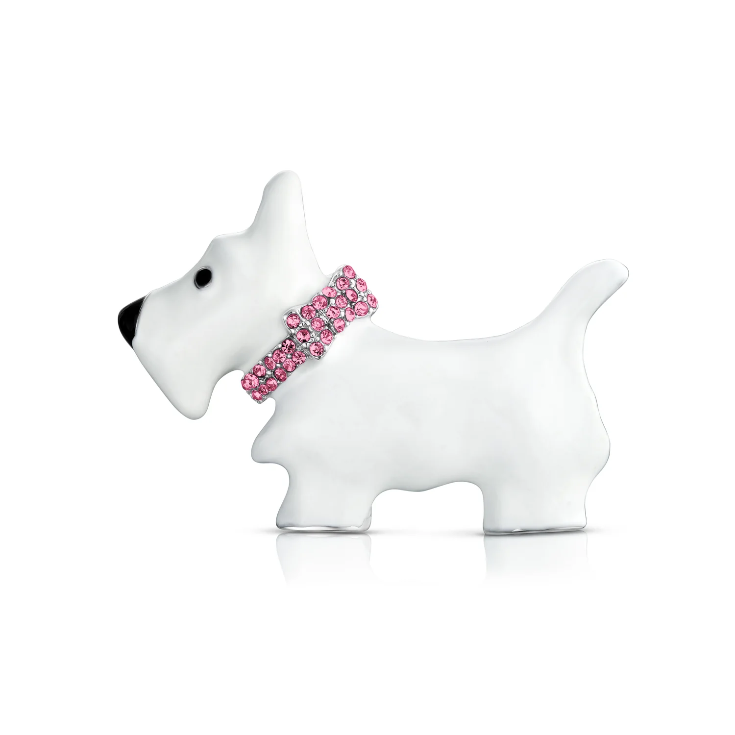 Large Statement Blue or Pink Crystal Dog Brooche Pin Silver Tone 1.3 Inch - Image 3