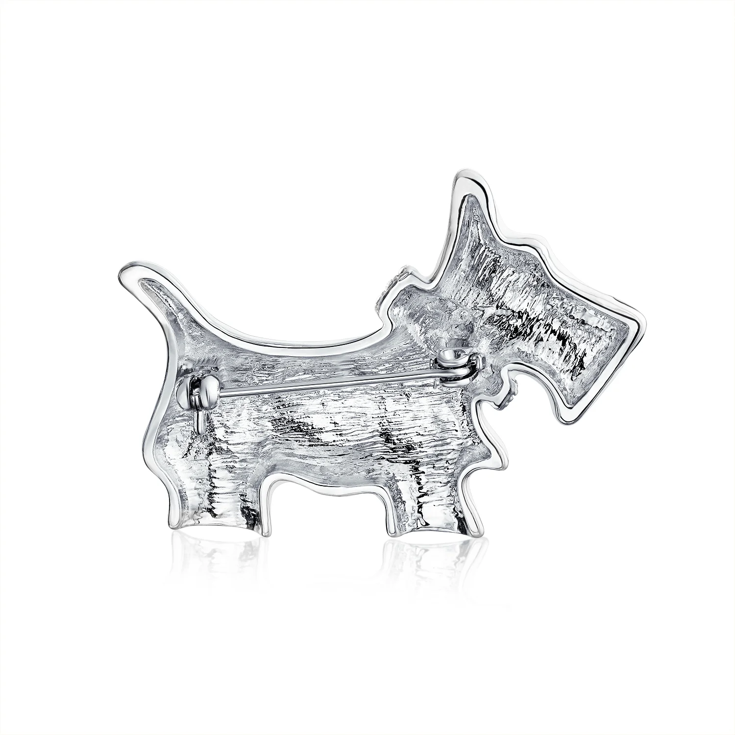 Large Statement Blue or Pink Crystal Dog Brooche Pin Silver Tone 1.3 Inch - Image 4