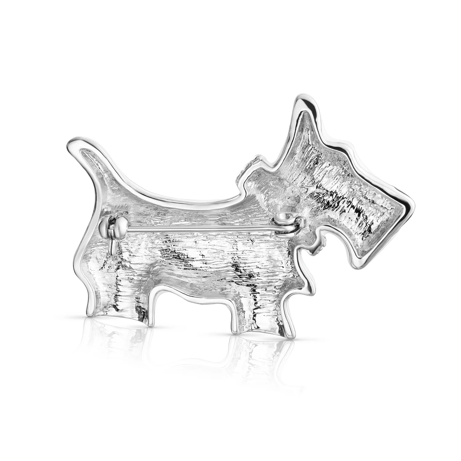 Large Statement Blue or Pink Crystal Dog Brooche Pin Silver Tone 1.3 Inch - Image 5