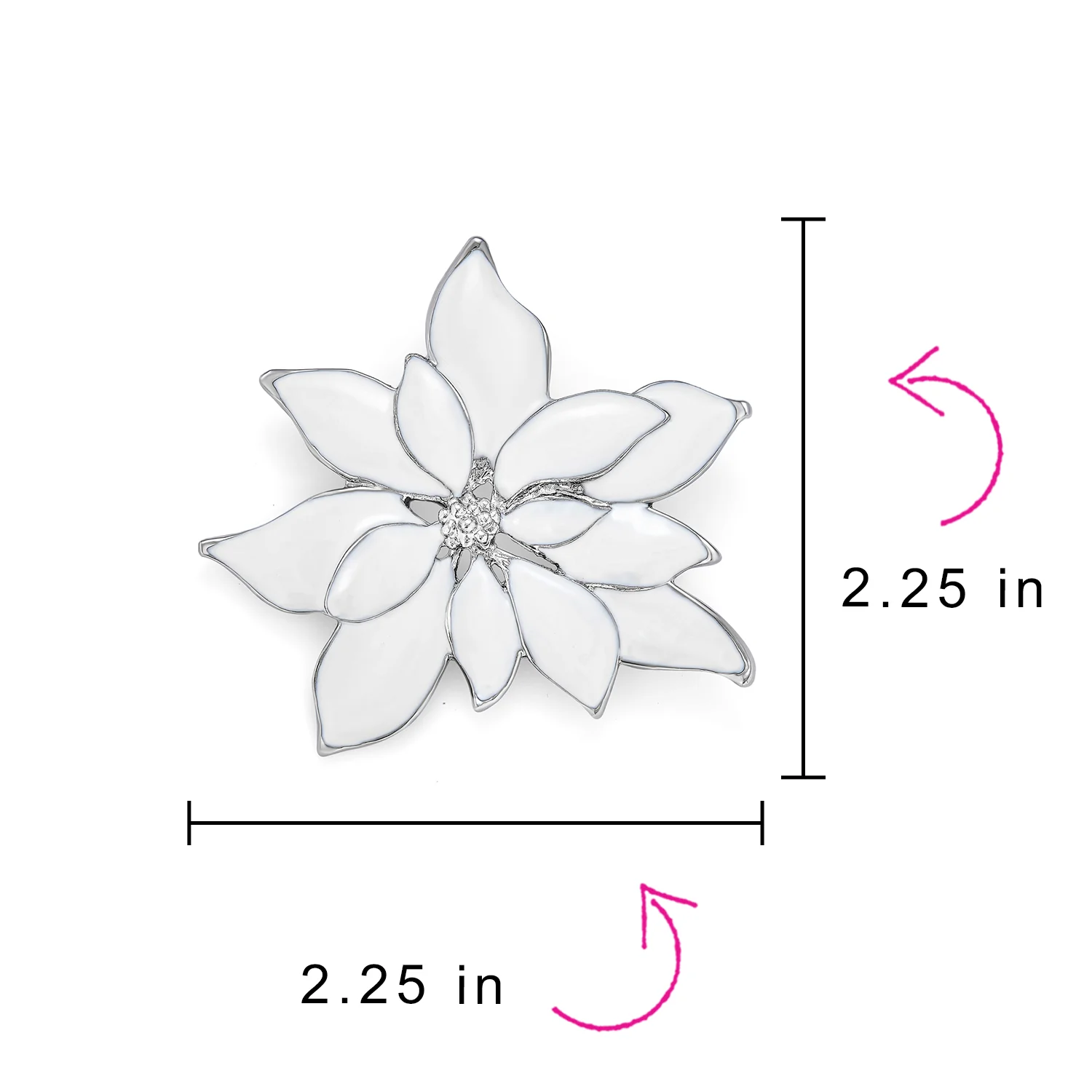 Large Statement White Enamel Lily Flower Brooch Scarf Pin Gold Plated - Image 12