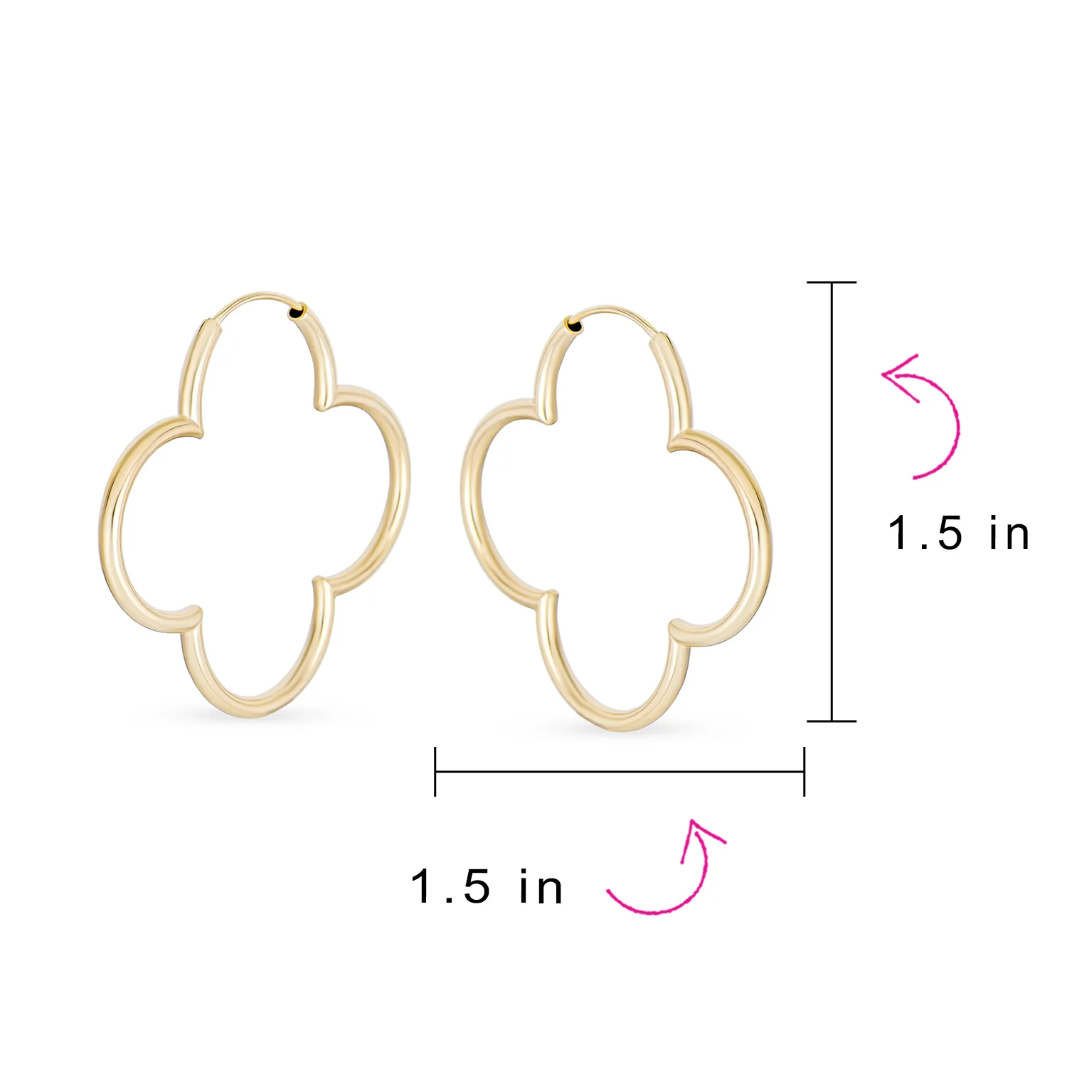 Large Flower Hoop Huggie Earrings 14K Rose Gold Plated Sterling Silver 1.5 Inch - Image 10