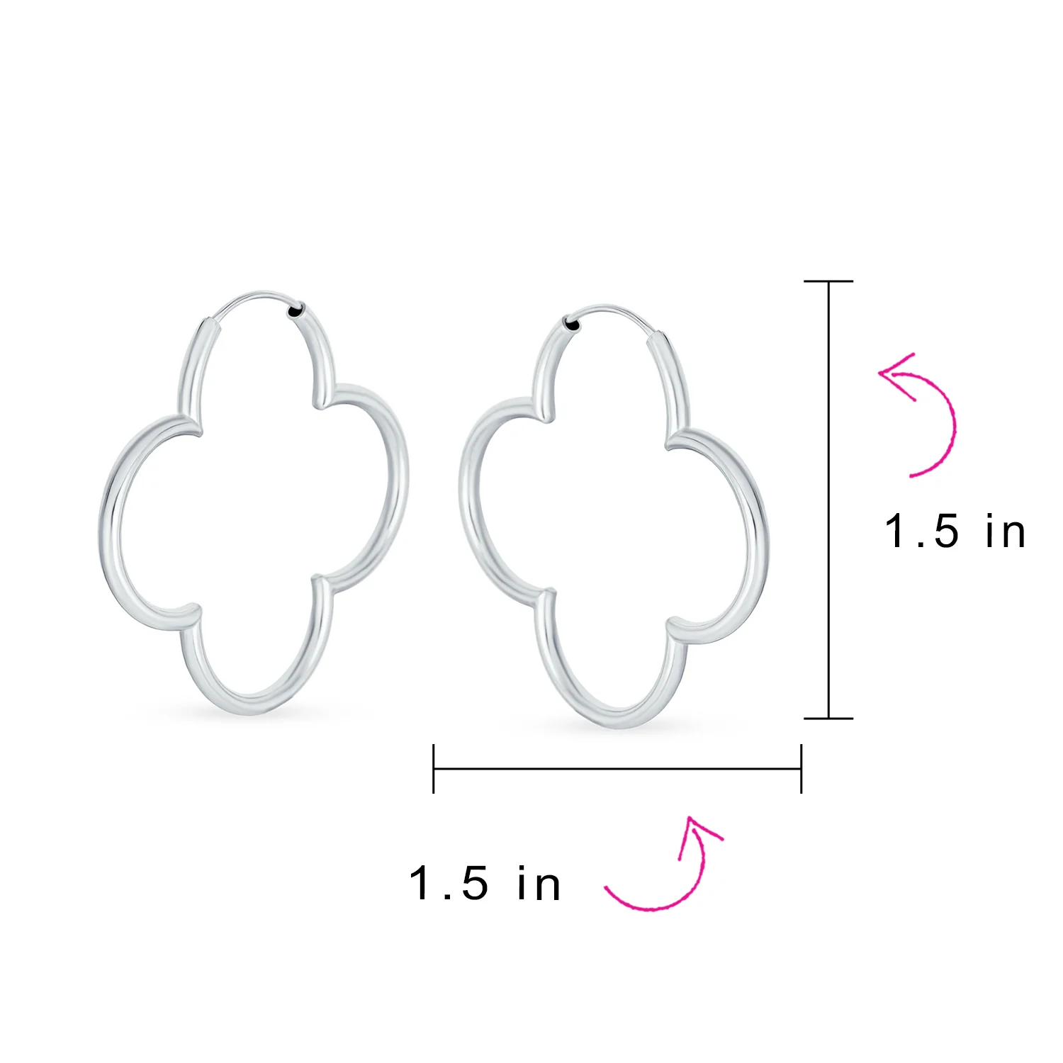 Large Flower Hoop Huggie Earrings 14K Rose Gold Plated Sterling Silver 1.5 Inch - Image 11