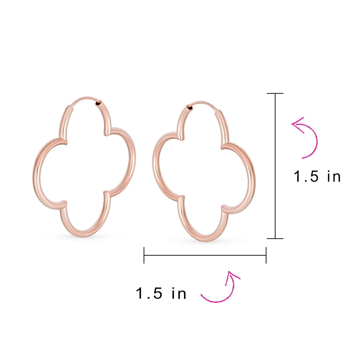 Large Flower Hoop Huggie Earrings 14K Rose Gold Plated Sterling Silver 1.5 Inch - Image 12