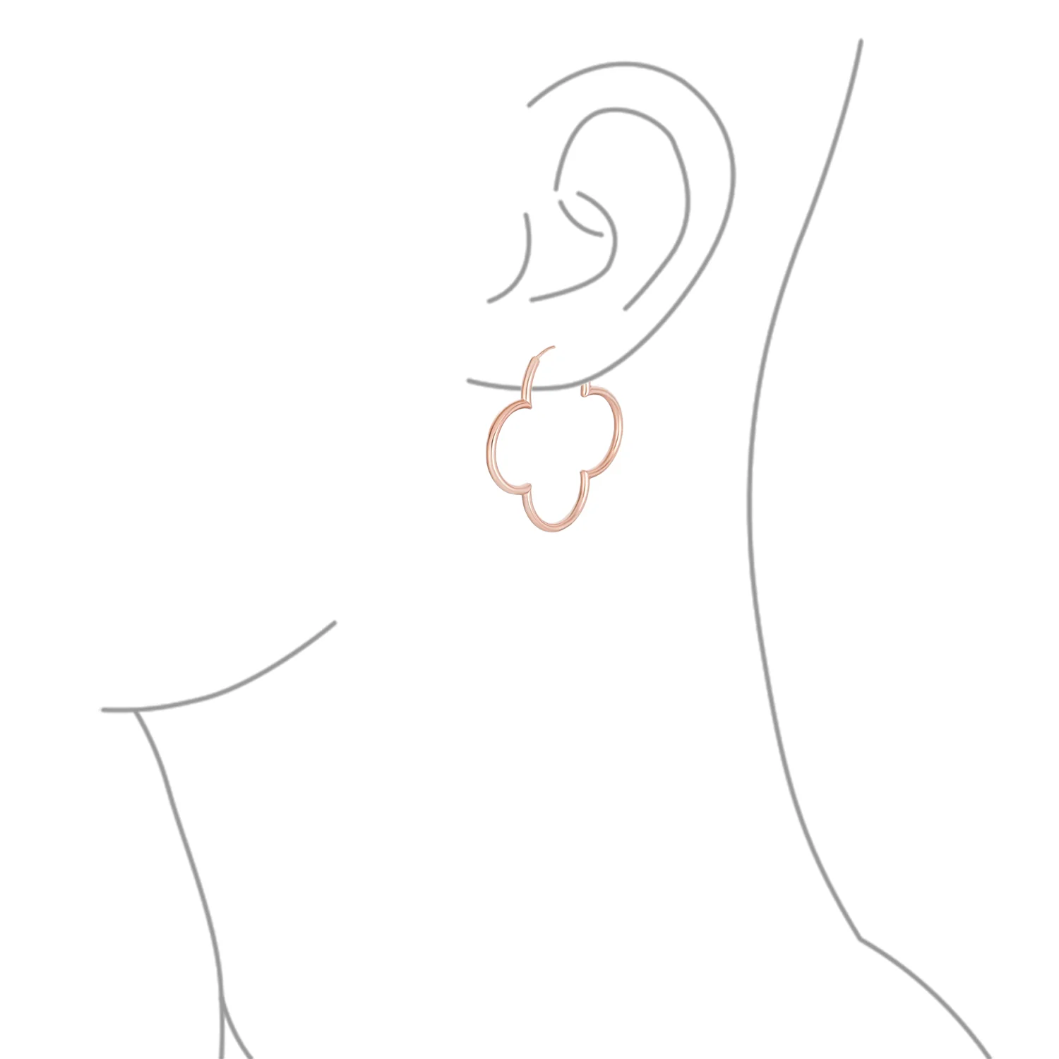 Large Flower Hoop Huggie Earrings 14K Rose Gold Plated Sterling Silver 1.5 Inch - Image 15