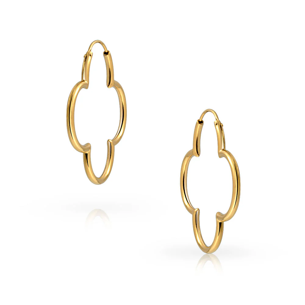 Large Flower Hoop Huggie Earrings 14K Rose Gold Plated Sterling Silver 1.5 Inch - Image 4